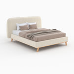 MAISON PAVANE Lit double 160x200 cm en tissu gris/beige-Modjo