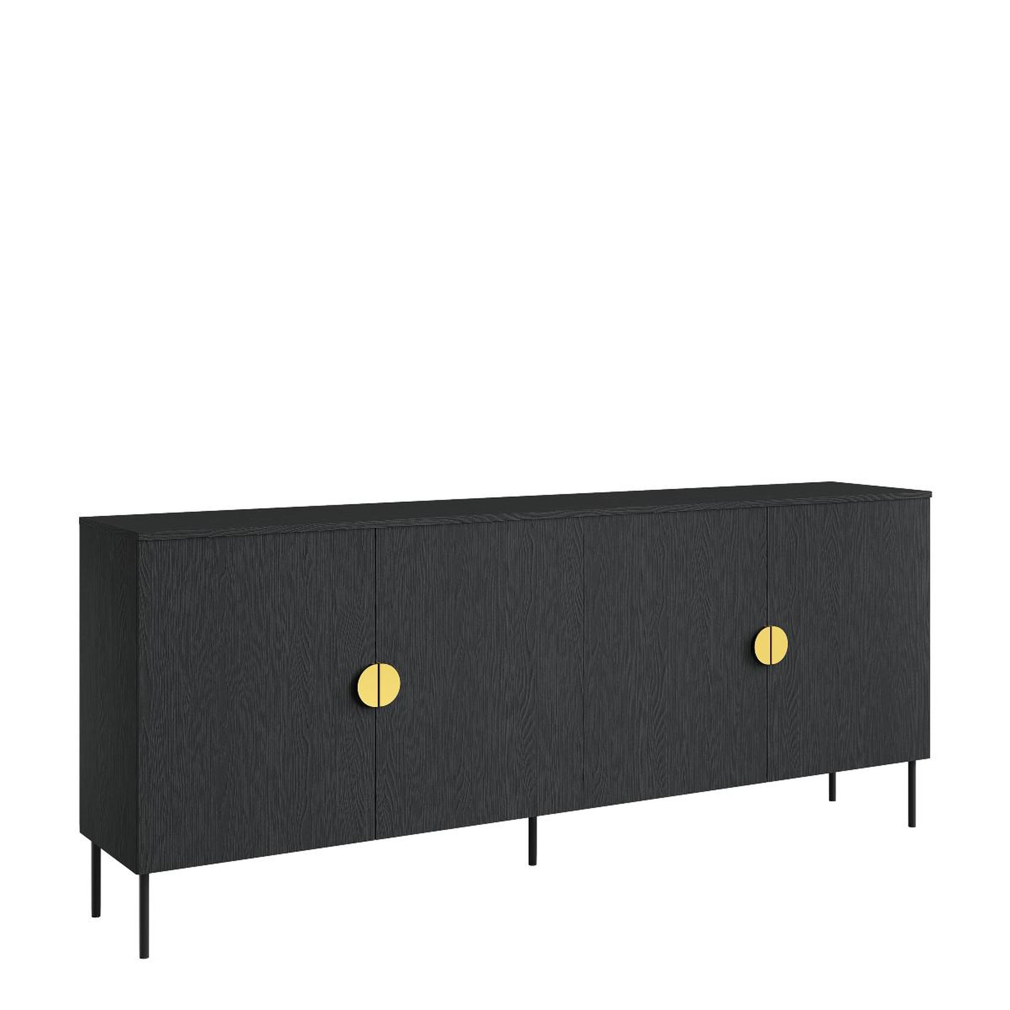 JLC KREATION Buffet bas noir et or 4 portes dimitri