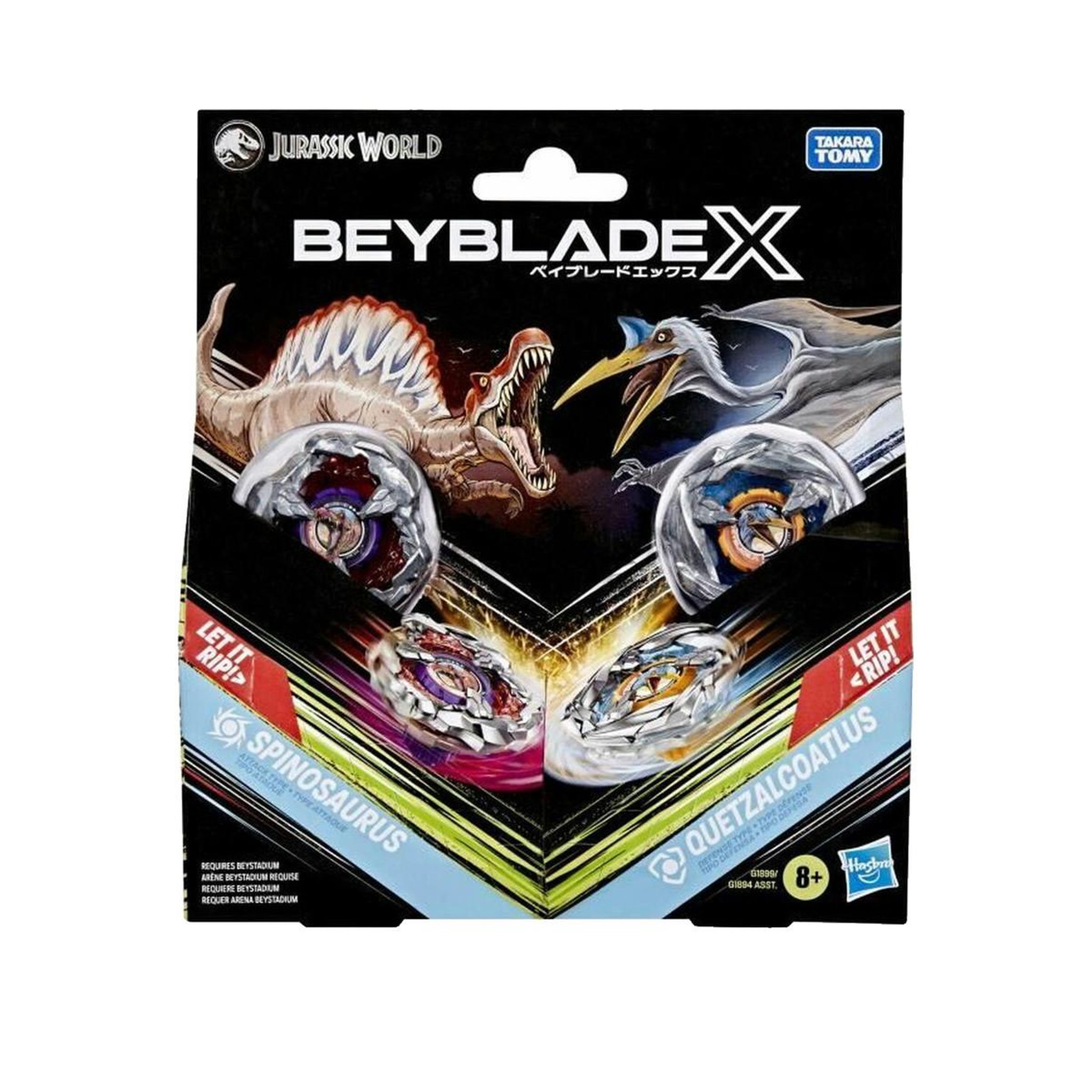 HASBRO Figurines Beyblade X Jurassic World Collaboration Spinosaurus contre Quetzalcoatlus