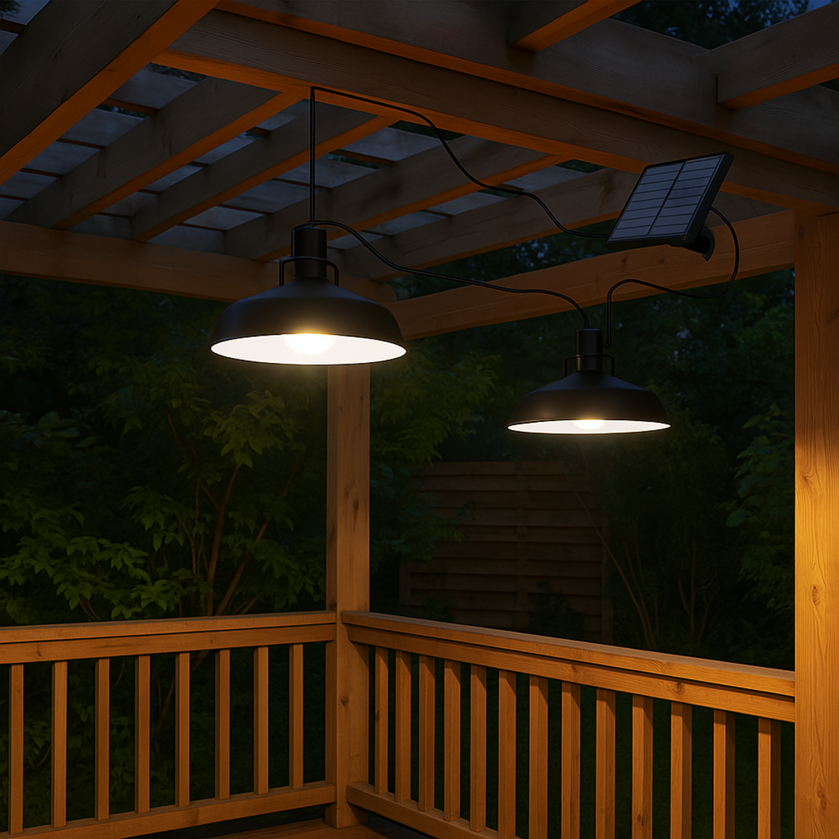 Lumisky Double suspensions solaires WAREN Noir Metal D18cm