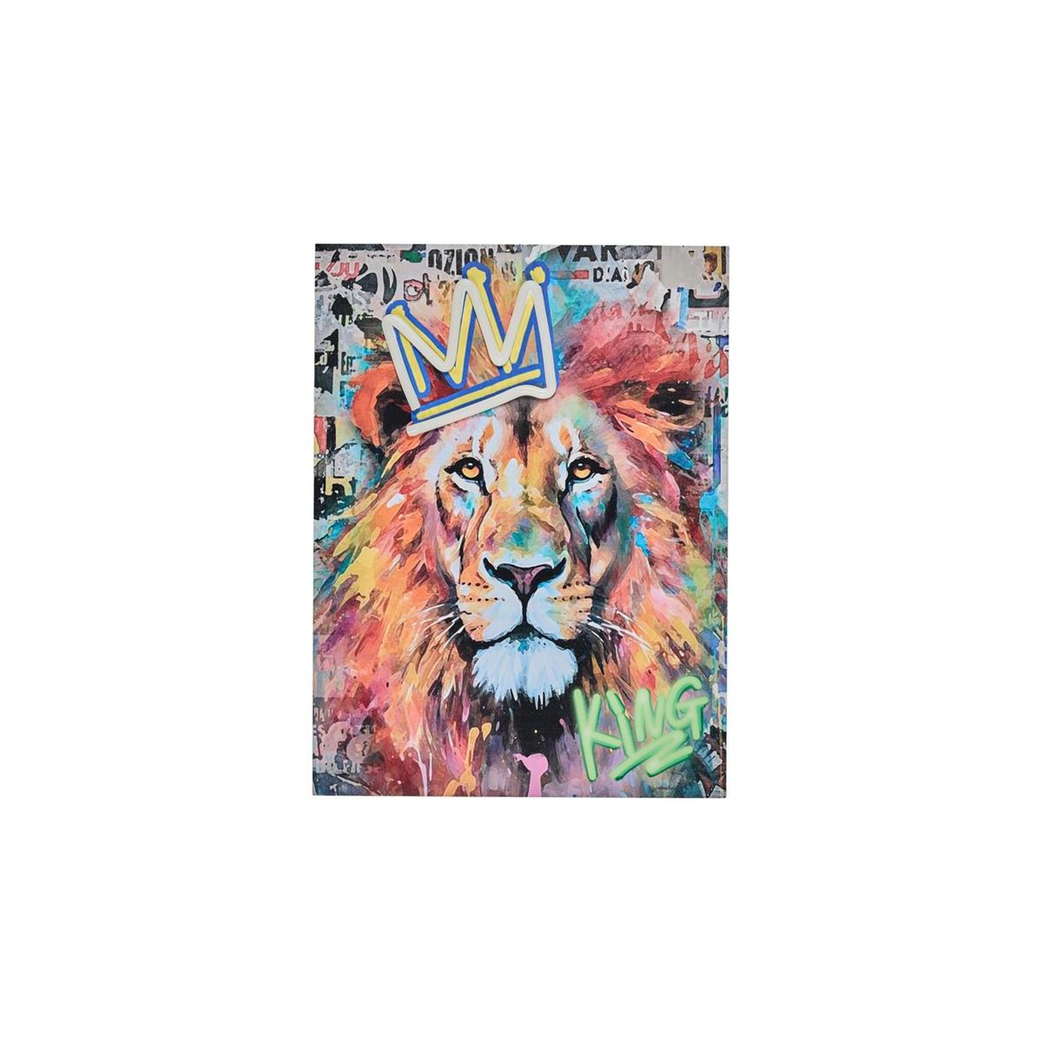 Voir la diapositive 2 : The Home Deco Factory Tableau LED  Lion  30x40cm Multicolore