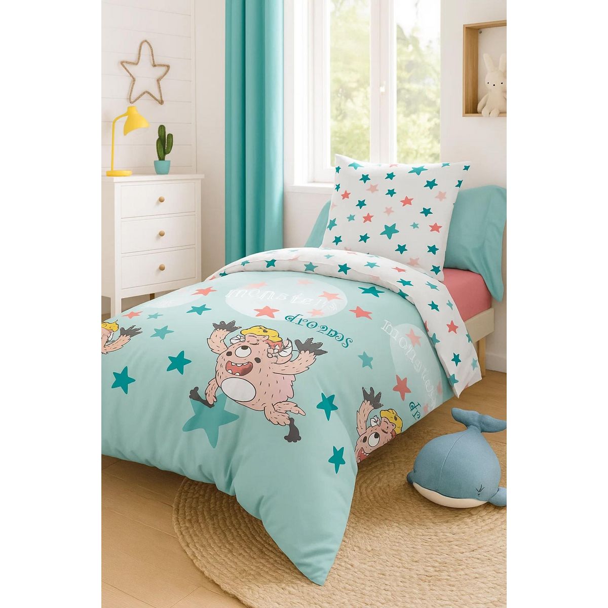 Home collection Parure housse de couette 100%coton 140x200cm monster dream