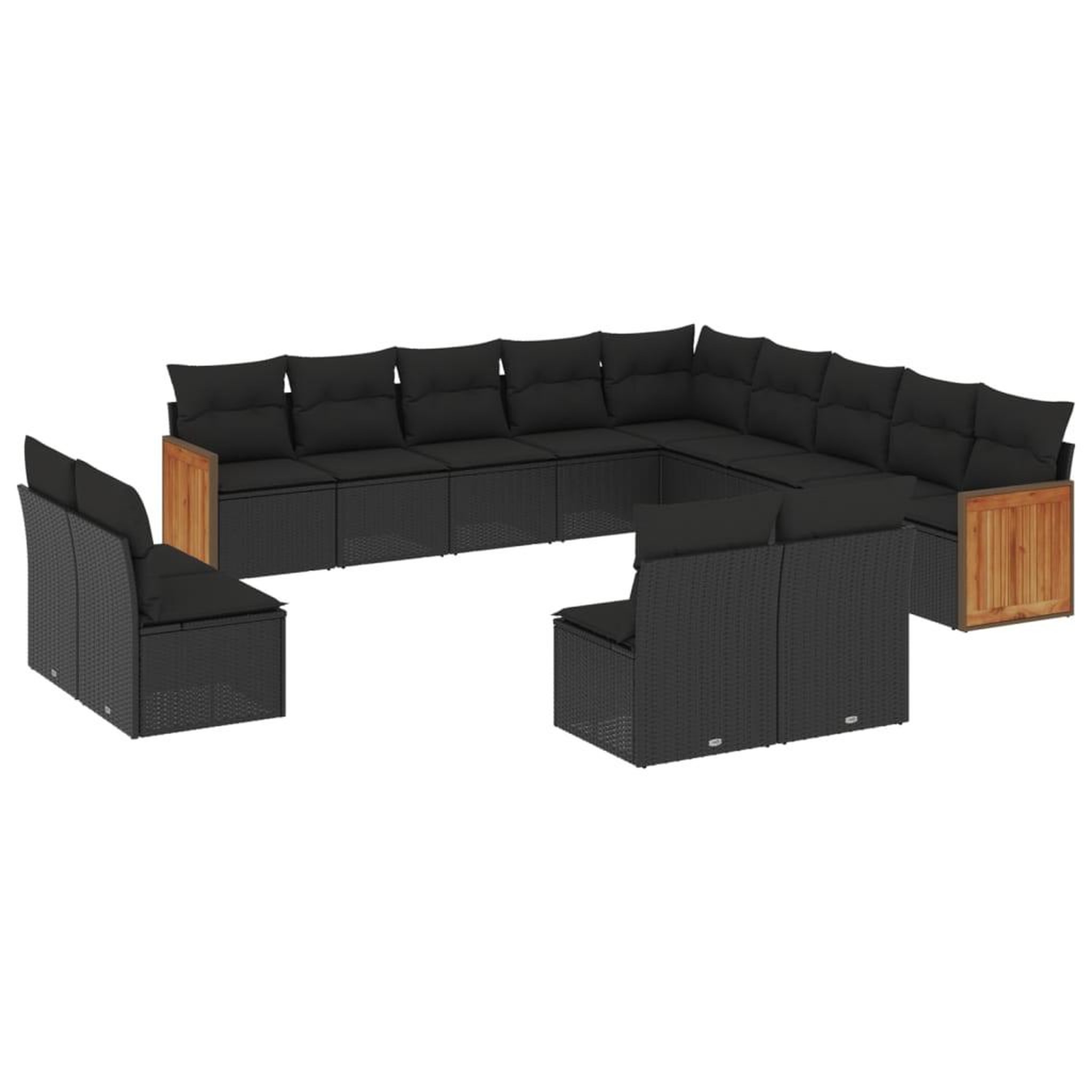 Voir la diapositive 2 : VIDAXL Salon de jardin avec coussins 13 pcs noir resine tressee