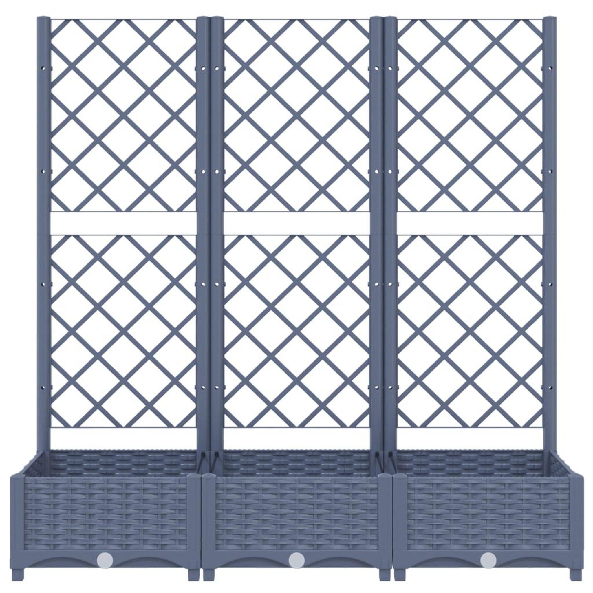 Voir la diapositive 4 : VIDAXL Jardiniere avec treillis bleu gris 120x40x121,5 cm PP