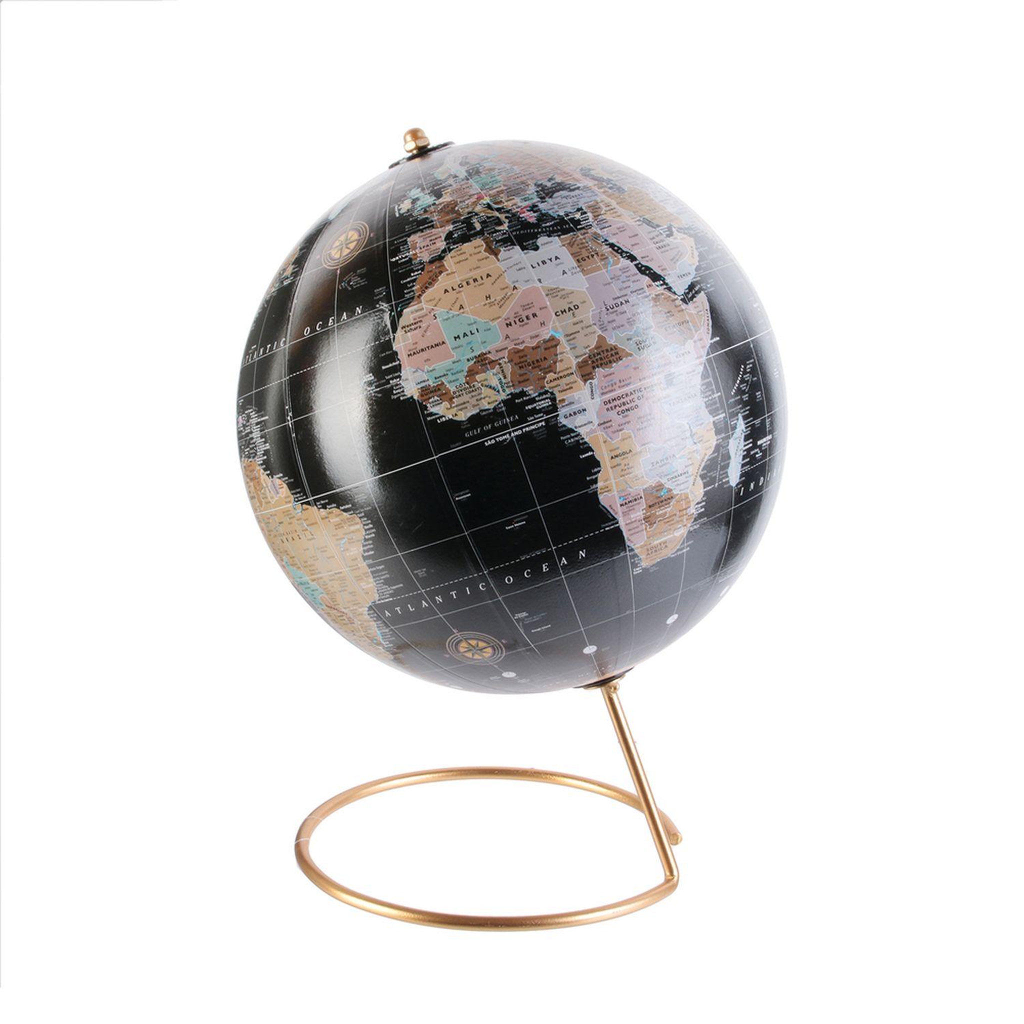 Voir la diapositive 1 : DITES-LE AVEC DES MOTS Globe terrestre décoration à poser Diam. 21,50 cm - Noir