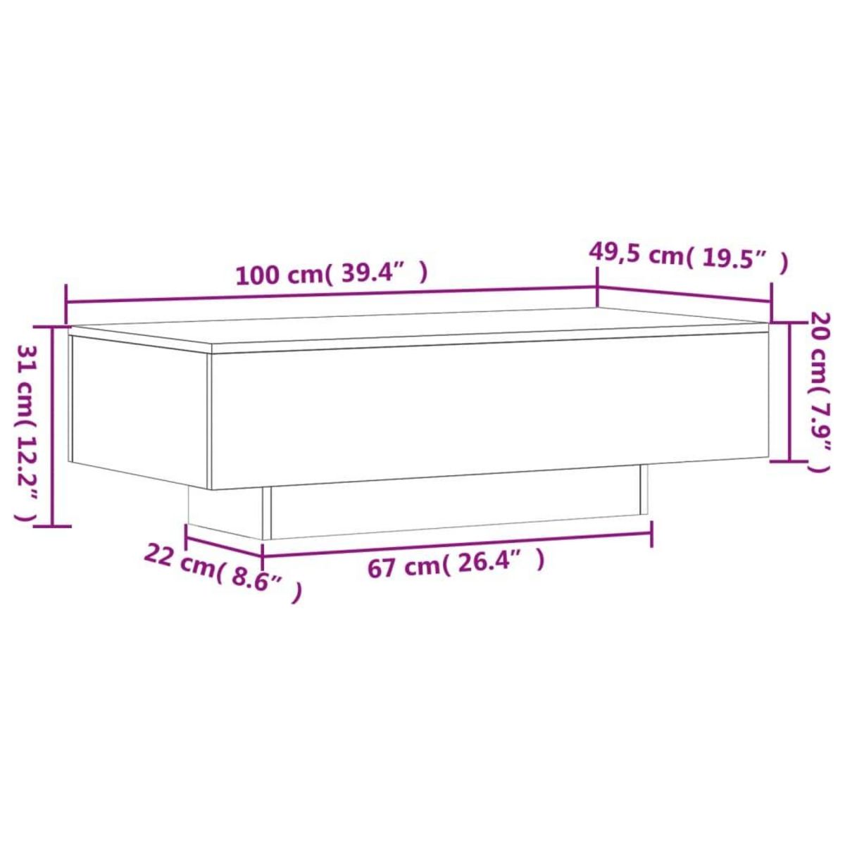 VIDAXL Table basse chene fume 100x49,5x31 cm bois d'ingenierie