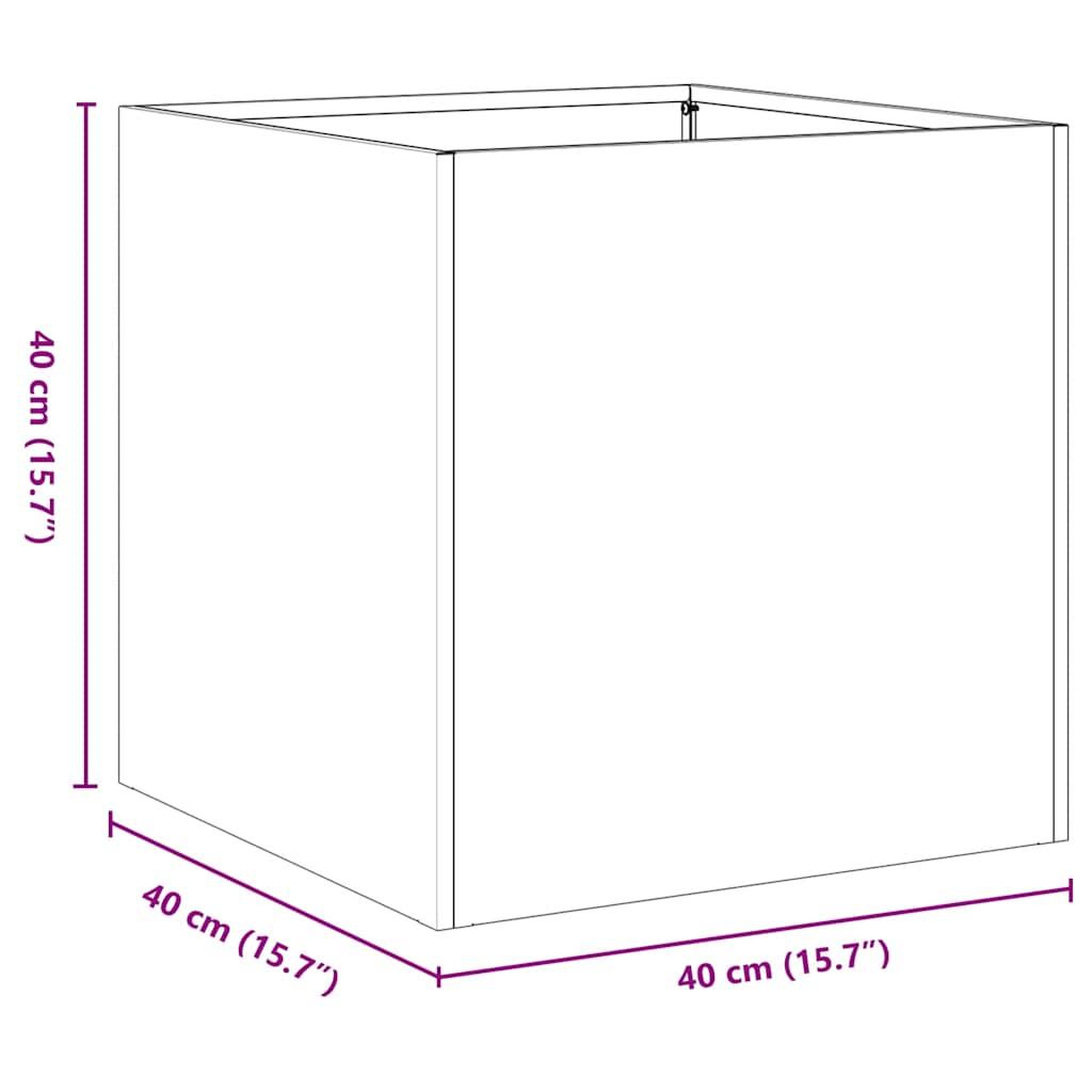 Voir la diapositive 6 : VIDAXL Jardiniere vert olive 40x40x40 cm acier lamine a froid