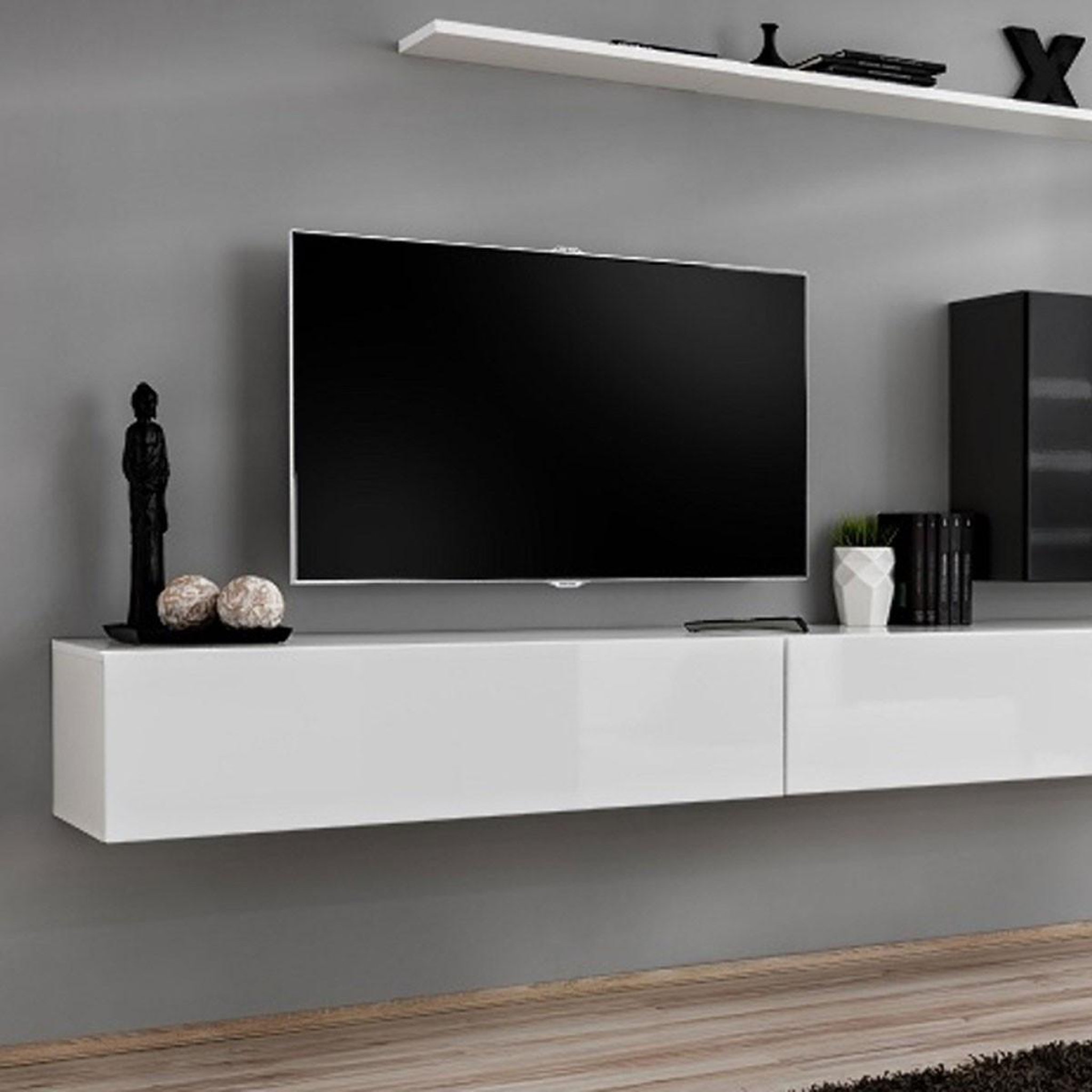 Voir la diapositive 2 : Paris Prix Meuble tv mural design  switch ix  310cm blanc & noir