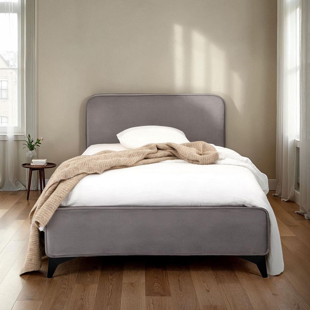 IDIMEX Lit simple RAVELLO 90 x 190 cm, revêtement en tissu