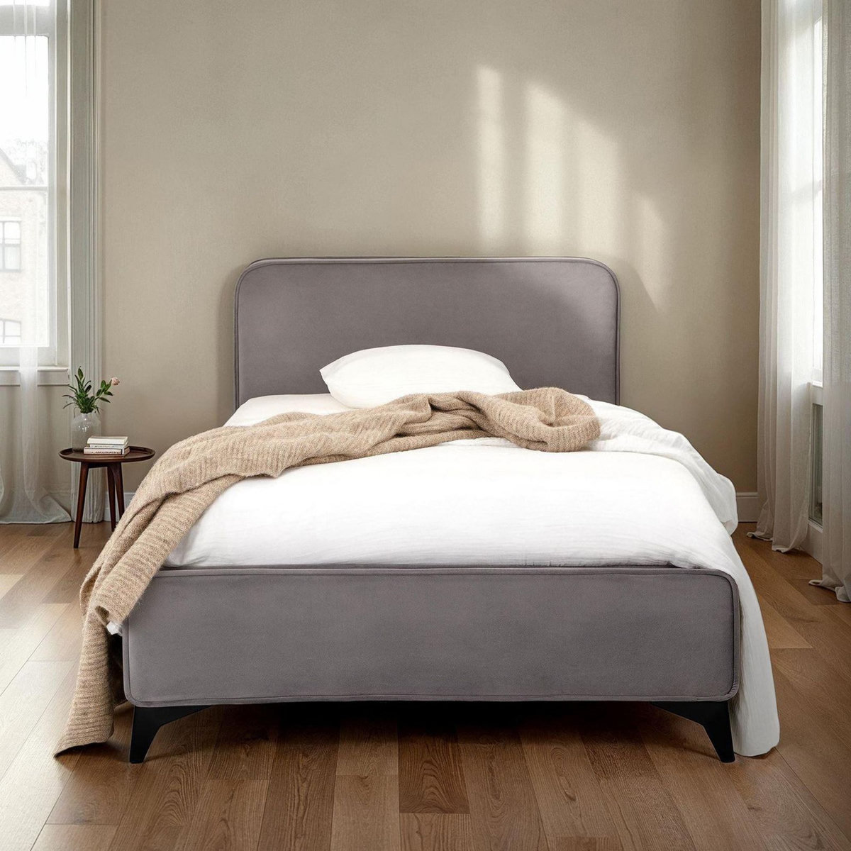 IDIMEX Lit simple RAVELLO 90 x 190 cm, revêtement en tissu