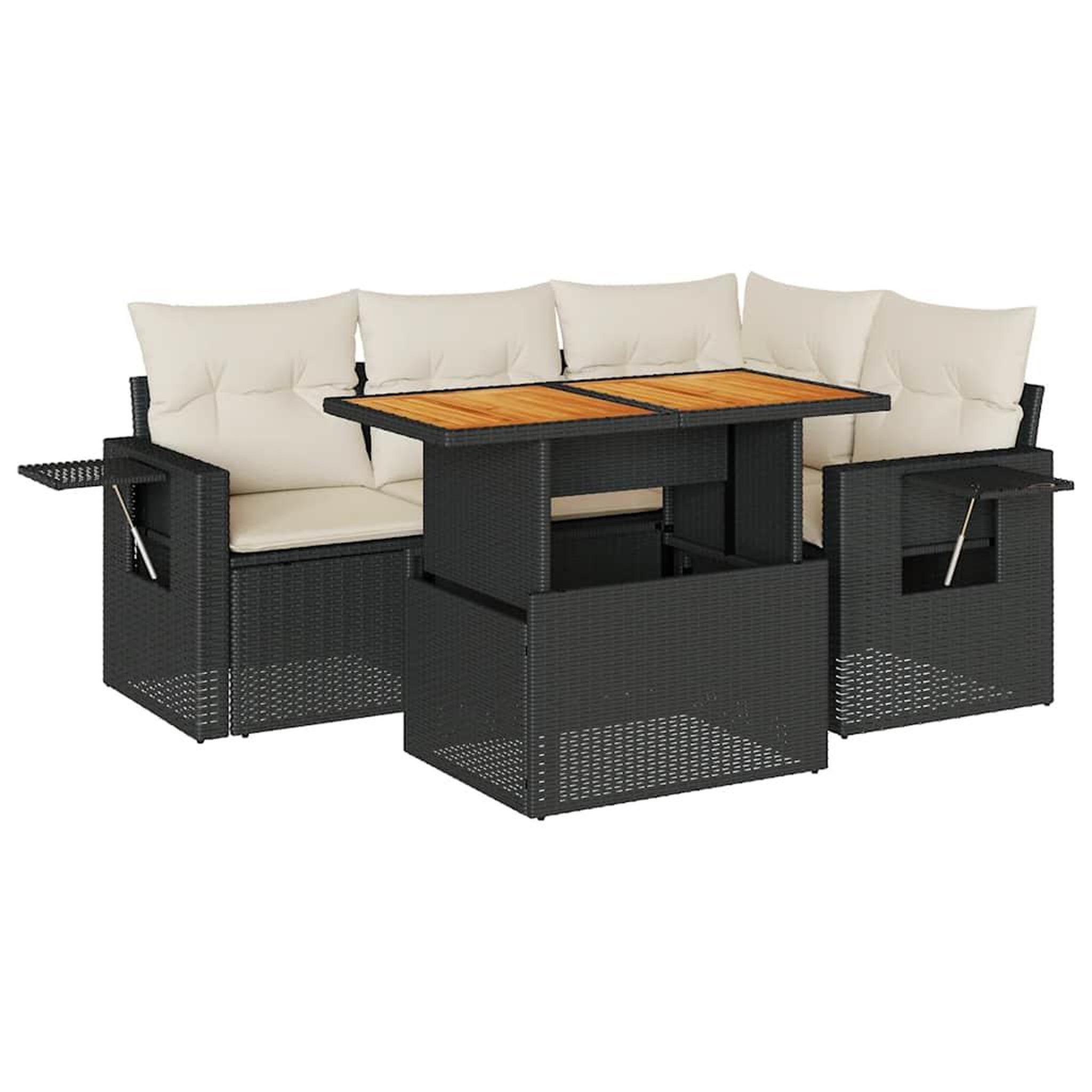 Voir la diapositive 2 : VIDAXL Salon de jardin 5 pcs avec coussins noir resine tressee