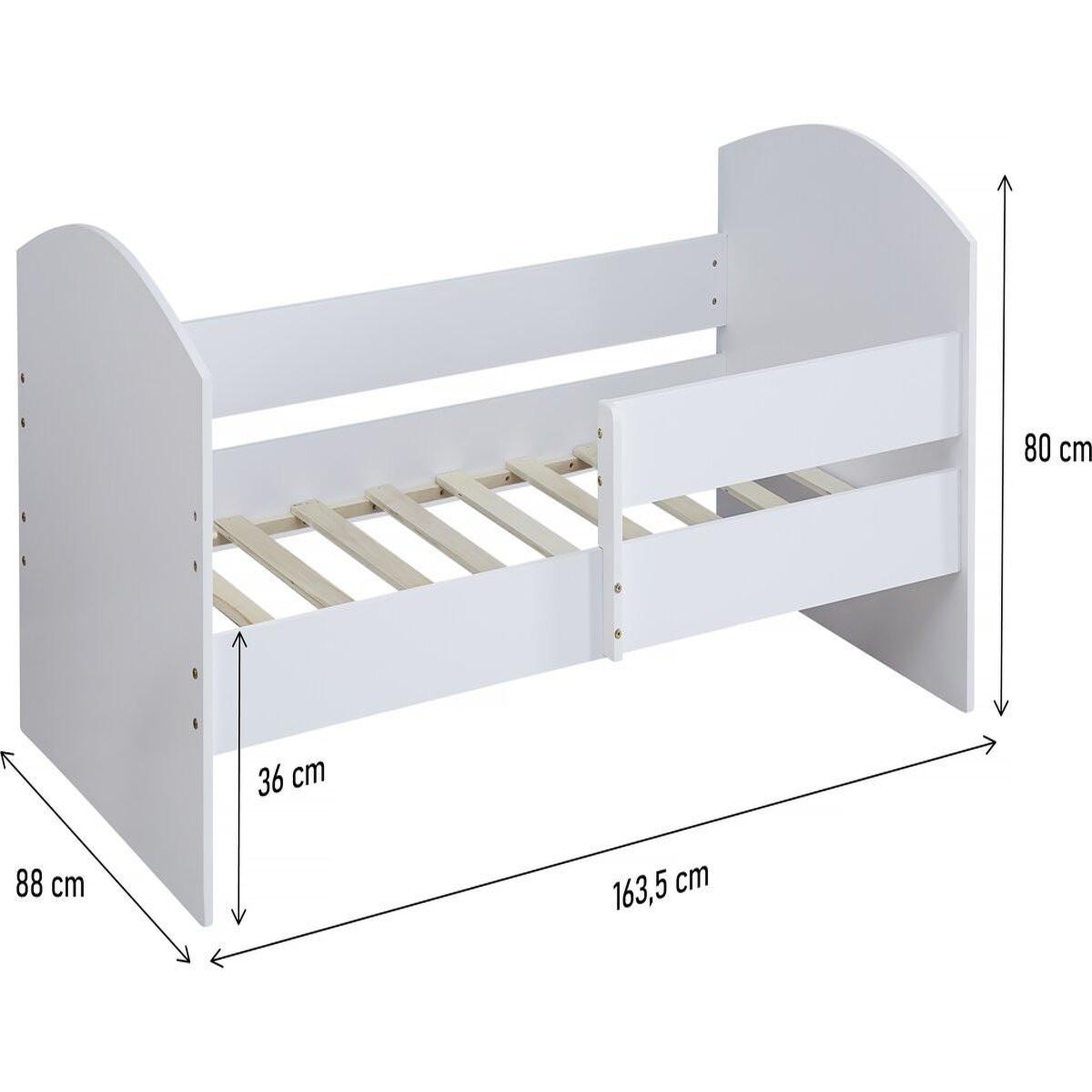 Voir la diapositive 3 : Habitat et Jardin Lit enfant avec barrière  victoria  - bois - blanc - 80 x 160 cm