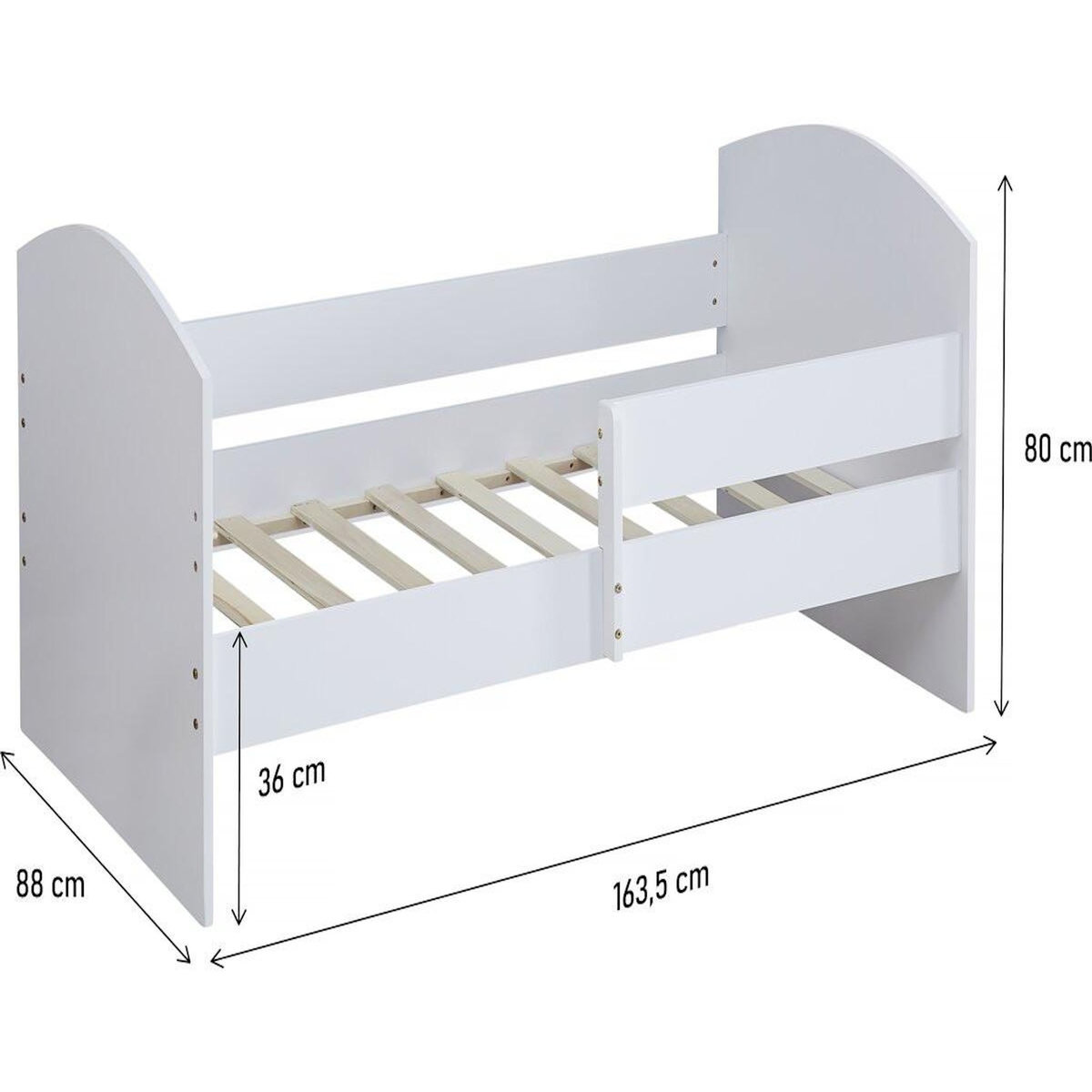 Habitat et Jardin Lit enfant avec barrière  Victoria  - Bois - Blanc - 80 x 160 cm