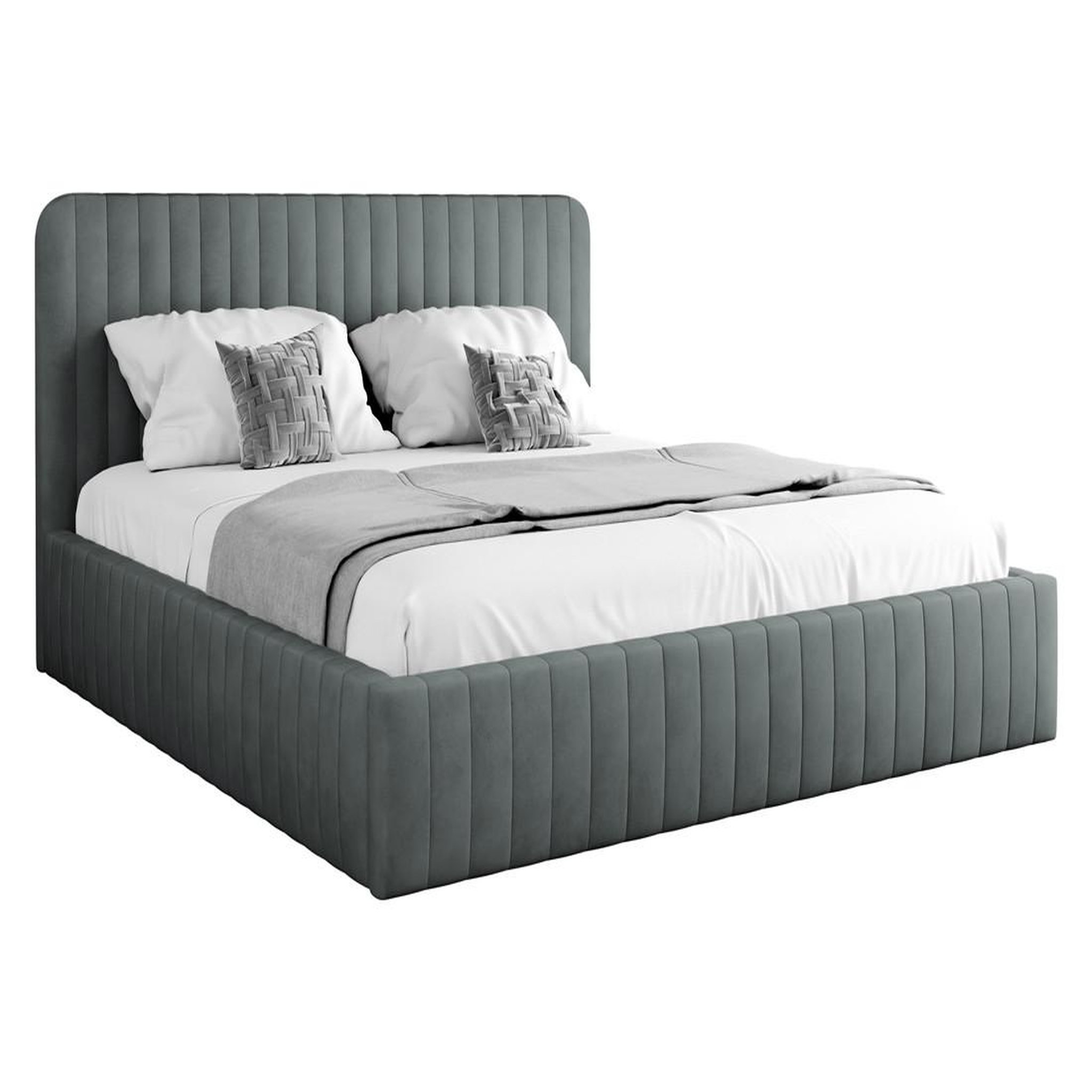 Voir la diapositive 2 : BEST MOBILIER Stuart - lit coffre - 180x200 cm - sommier inclus - en velours