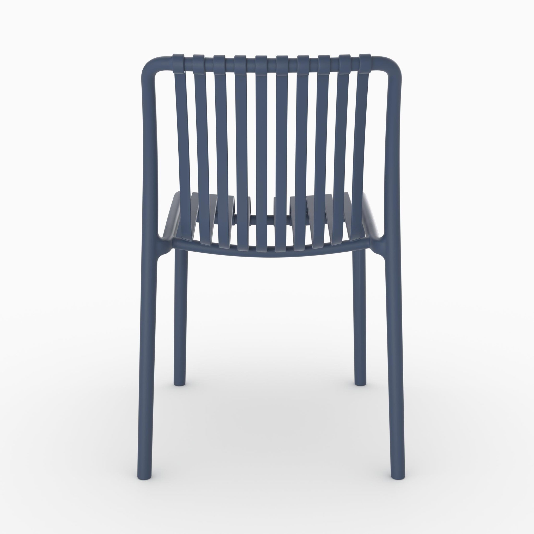 Voir la diapositive 3 : MAISON PAVANE Lot de 2 chaises de jardin empilables en plastique bleu marine-duli
