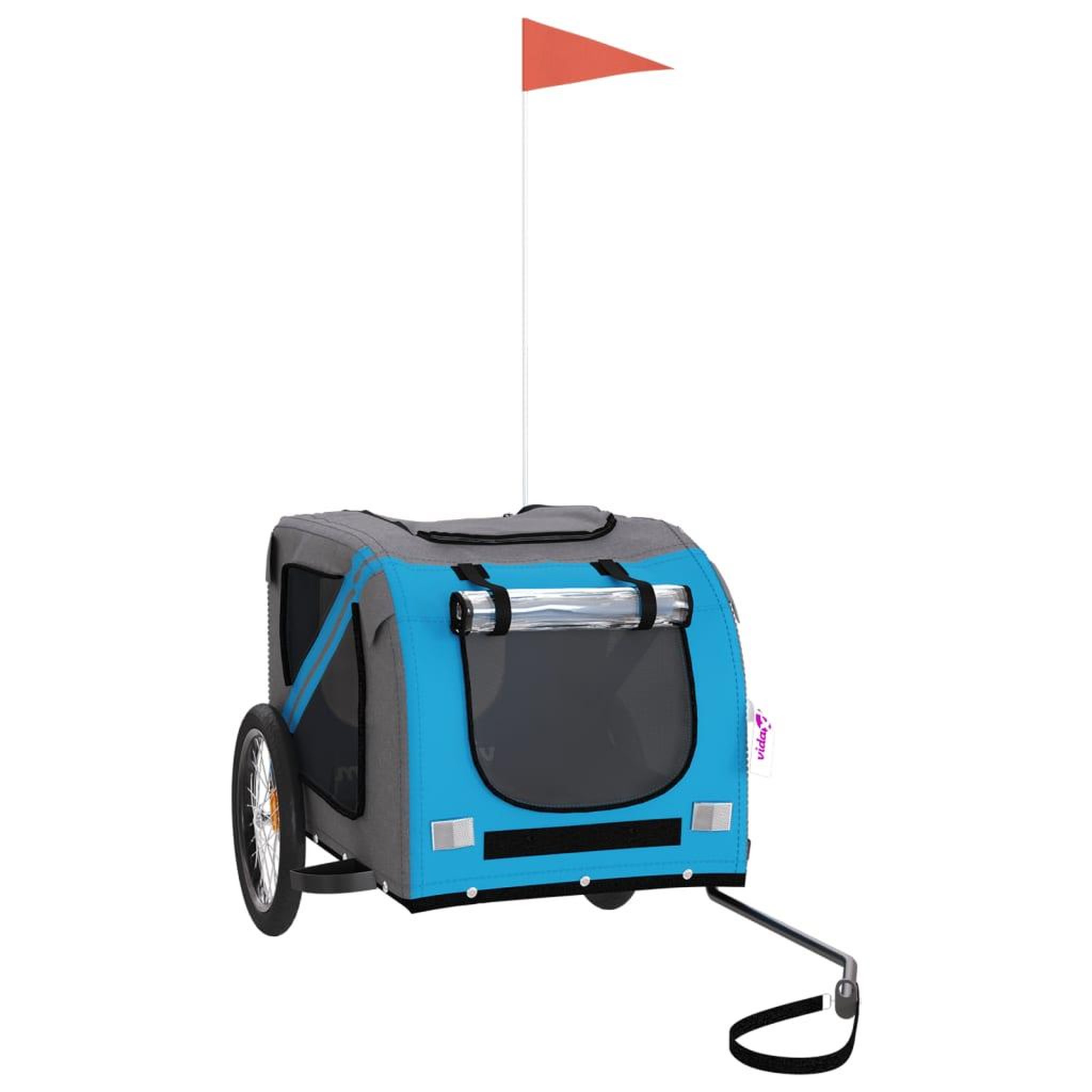 Voir la diapositive 2 : VIDAXL Remorque de velo pour animaux de compagnie bleu et gris