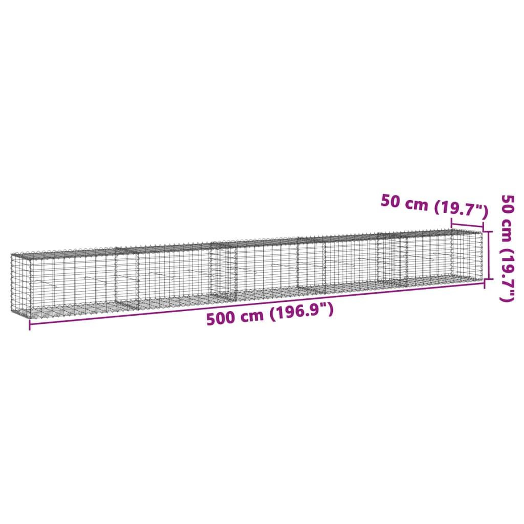 Voir la diapositive 6 : VIDAXL Panier gabion avec couvercle 500x50x50 cm fer galvanise
