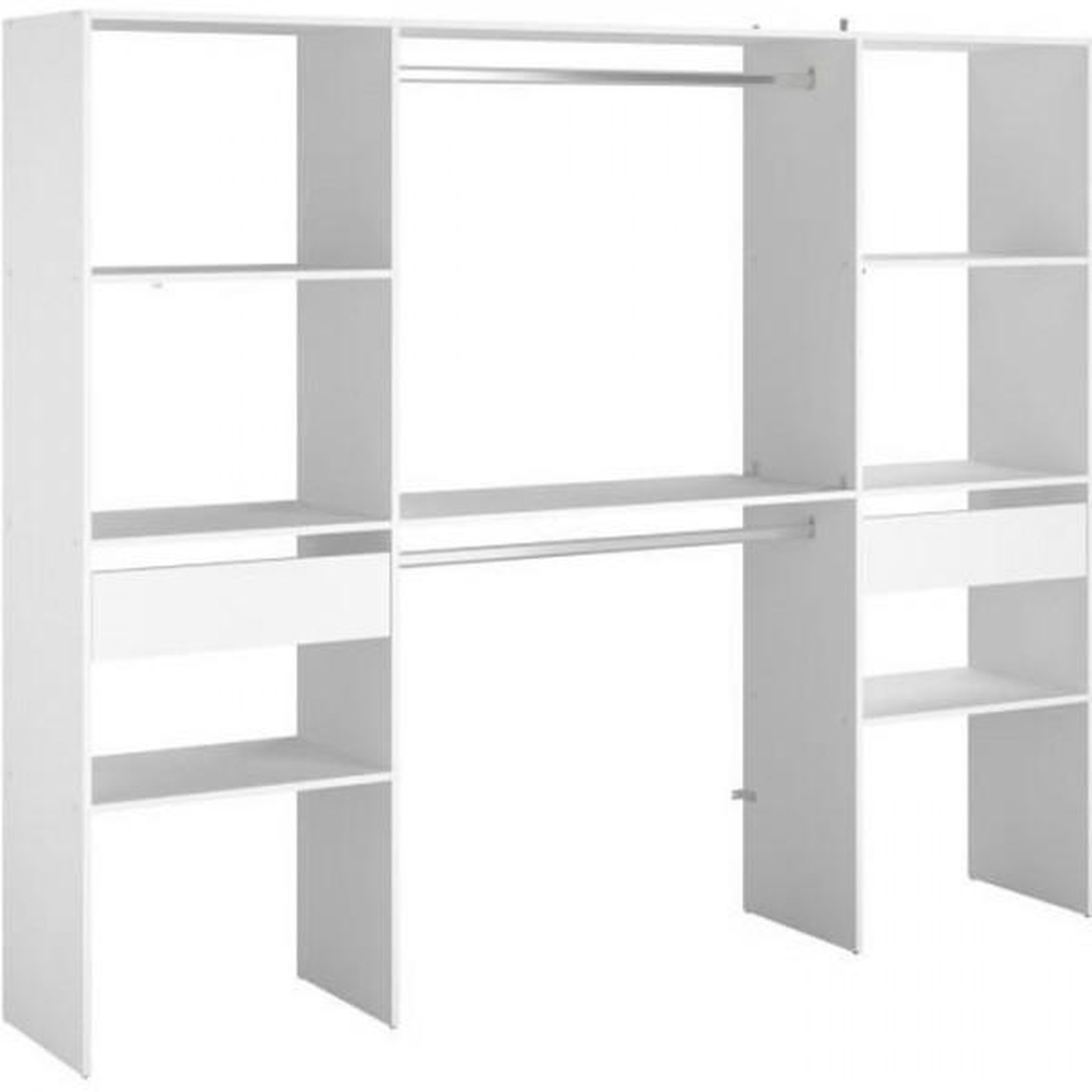EKIPA Kit dressing ARTIC - Décor Blanc - 2 colonnes + 2 penderies + 2 tiroirs - L 220 x P 40 x H 180 cm - EKIPA