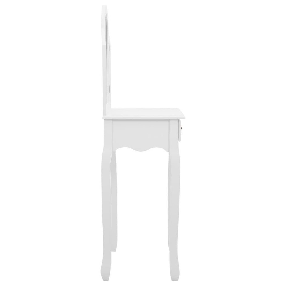 VIDAXL Coiffeuse et tabouret Blanc 65x36x128 cm Bois de paulownia MDF