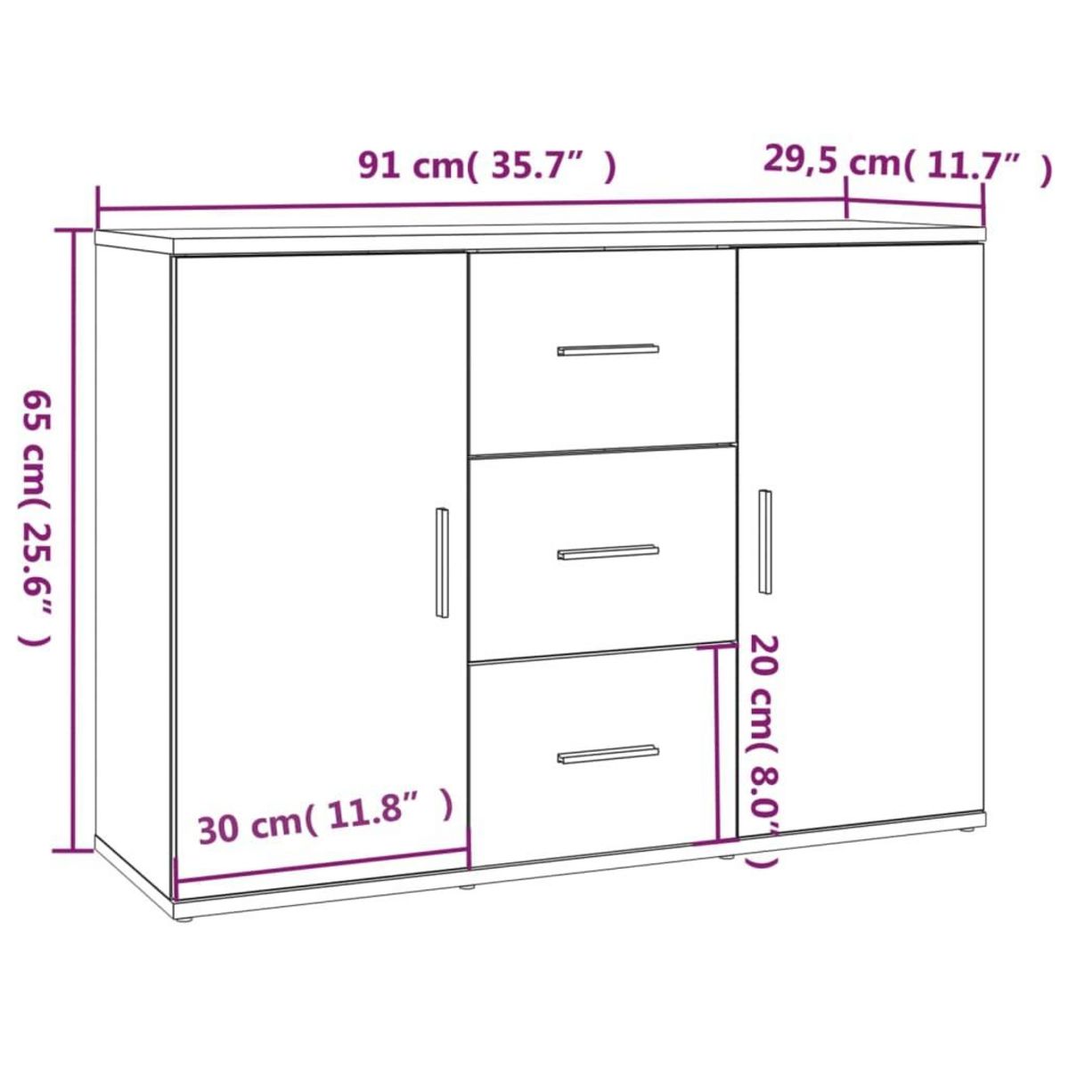 VIDAXL Buffet blanc 91x29,5x65 cm bois d'ingenierie
