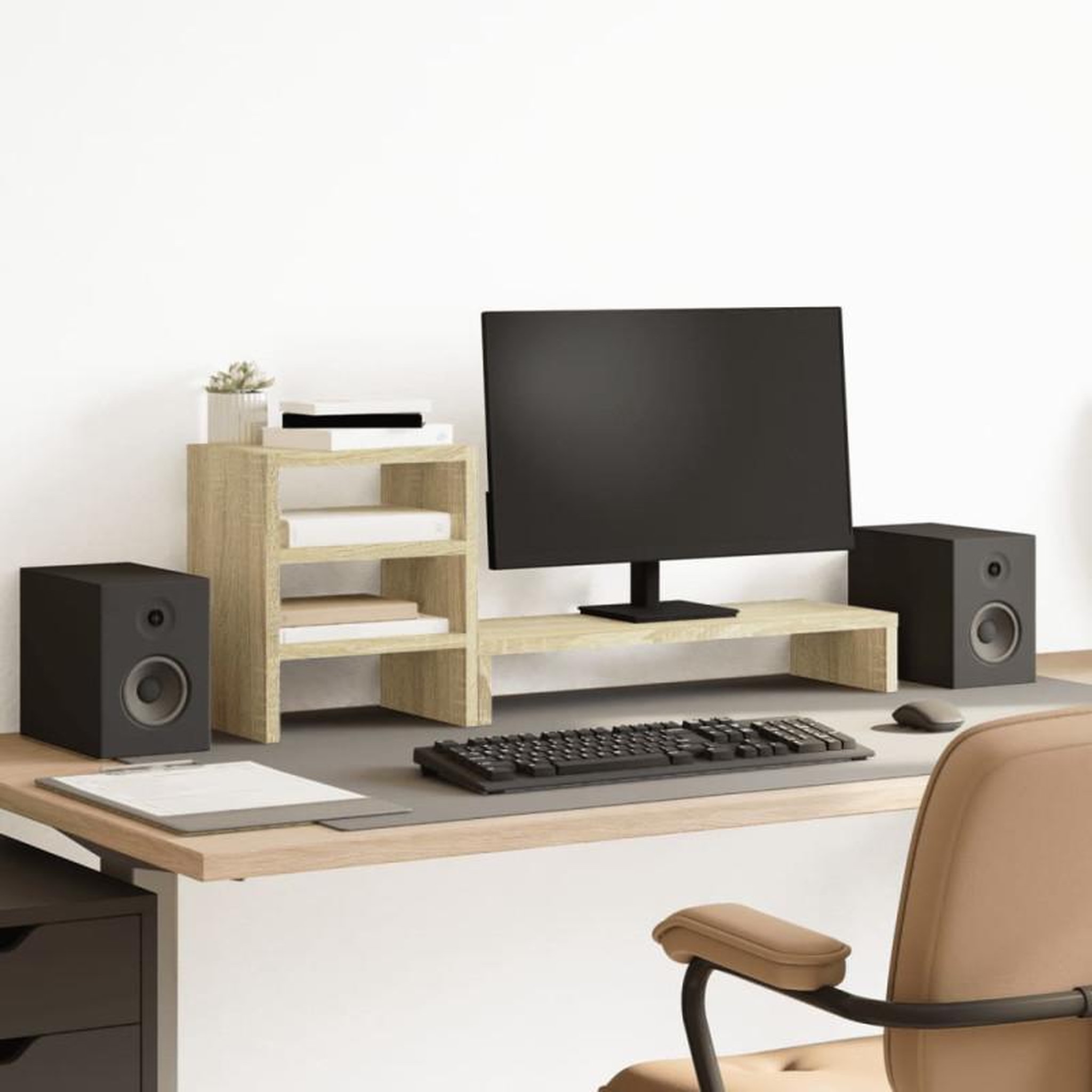 VIDAXL Support de moniteur et organisateur de bureau bois d ingénierie