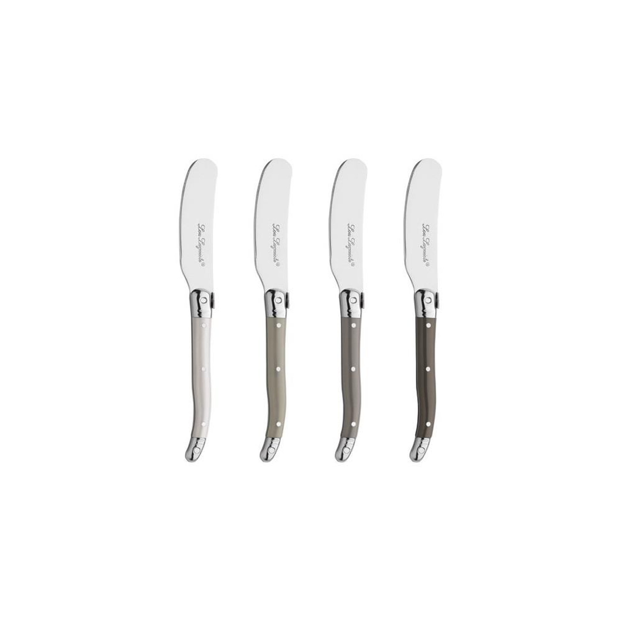 LOU LAGUIOLE Lou laguiole tradition – coffret de 4 couteaux à tartiner 16 cm, lames microdentées et manches colorés