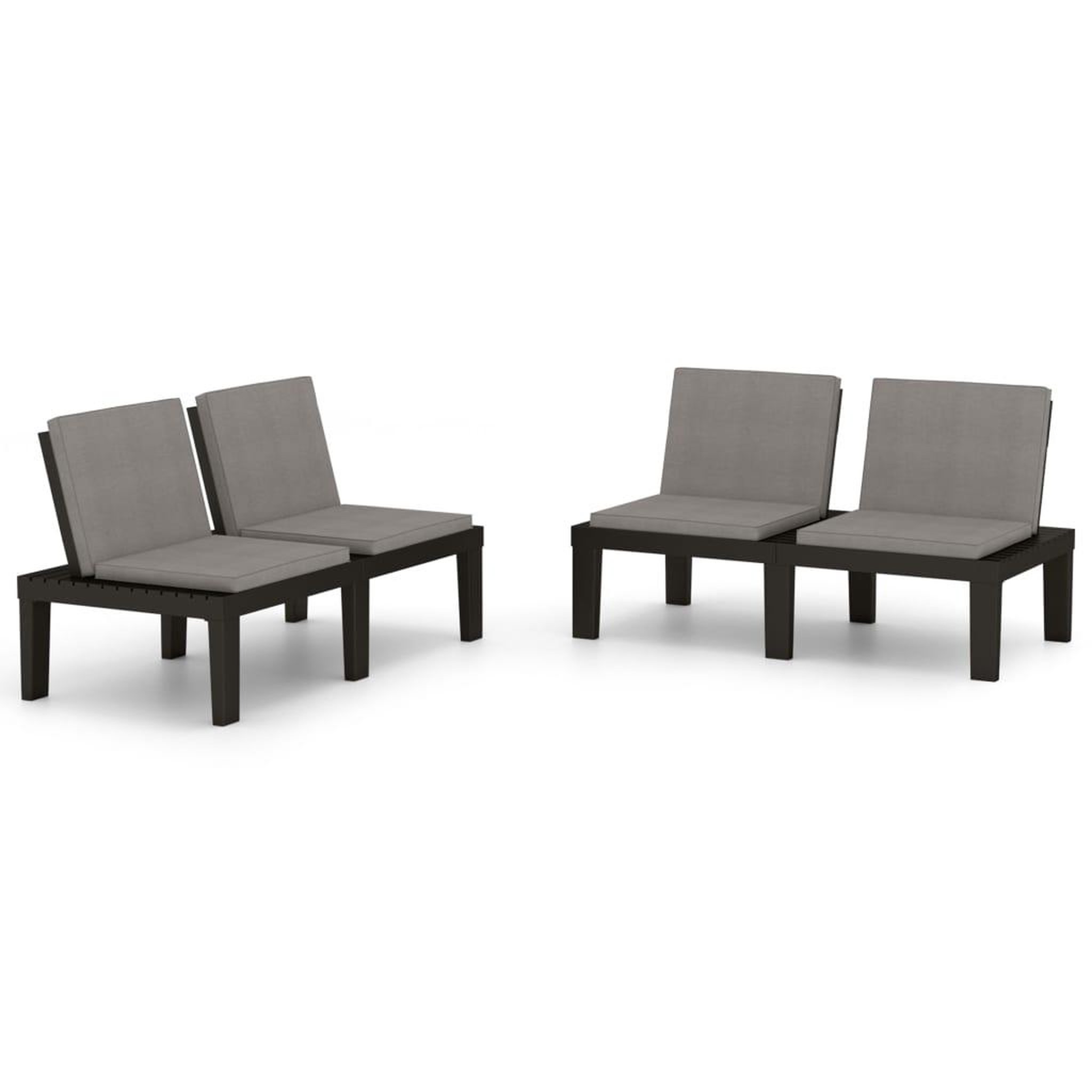 Voir la diapositive 2 : VIDAXL Bancs de salon de jardin avec coussins lot de 2 Plastique Gris