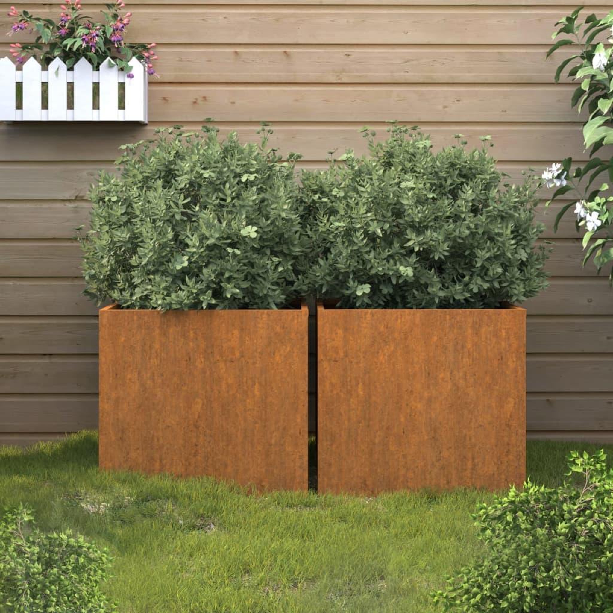 Voir la diapositive 1 : VIDAXL Jardinieres 2 pcs 49x47x46 cm acier corten