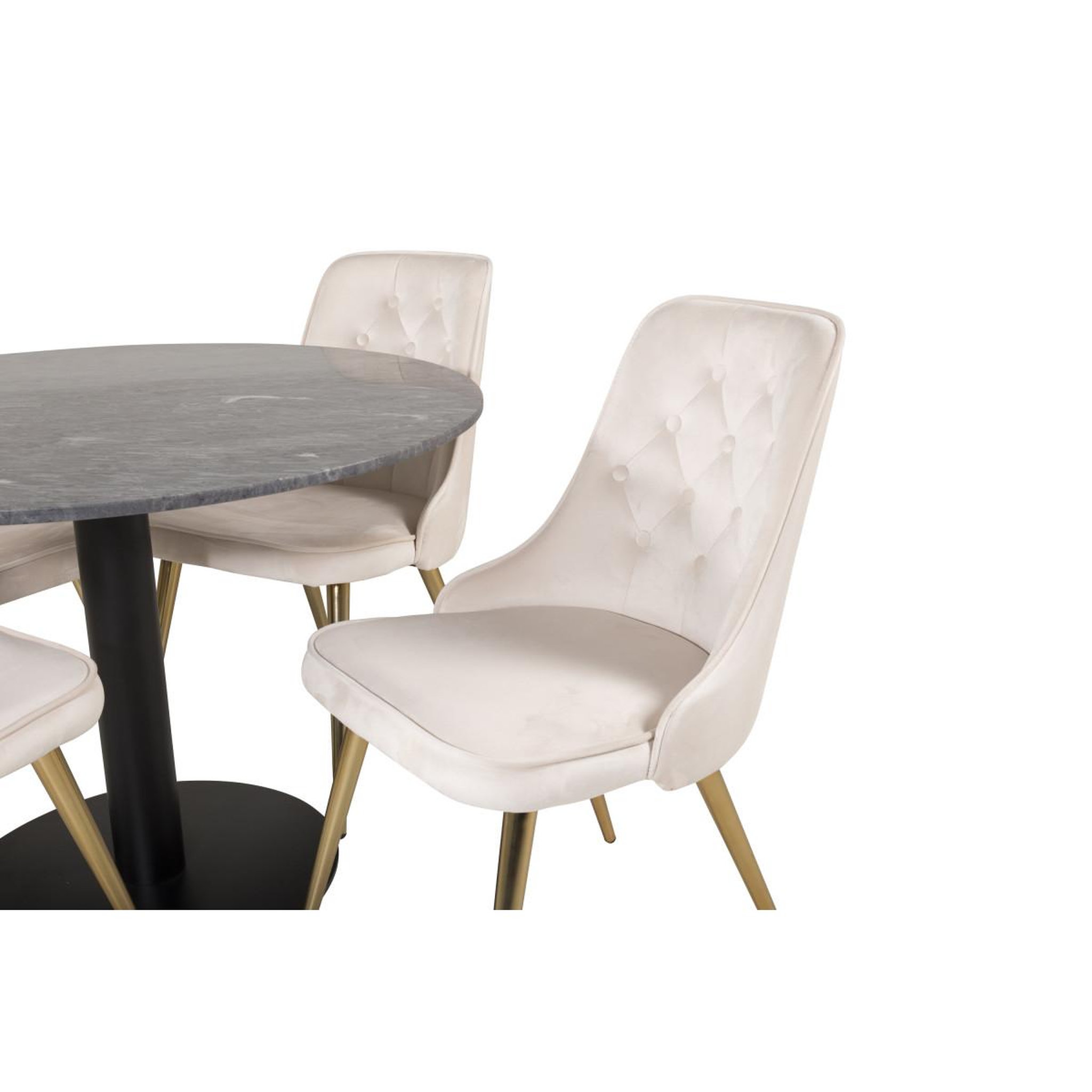 Voir la diapositive 3 : Paris Prix Ensemble table à manger & 4 chaises  estelle i & deluxe ii  106cm gris foncé & beige