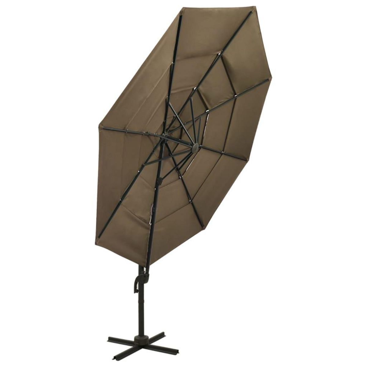 VIDAXL Parasol de jardin a 4 niveaux avec mat en aluminium taupe 3x3 m