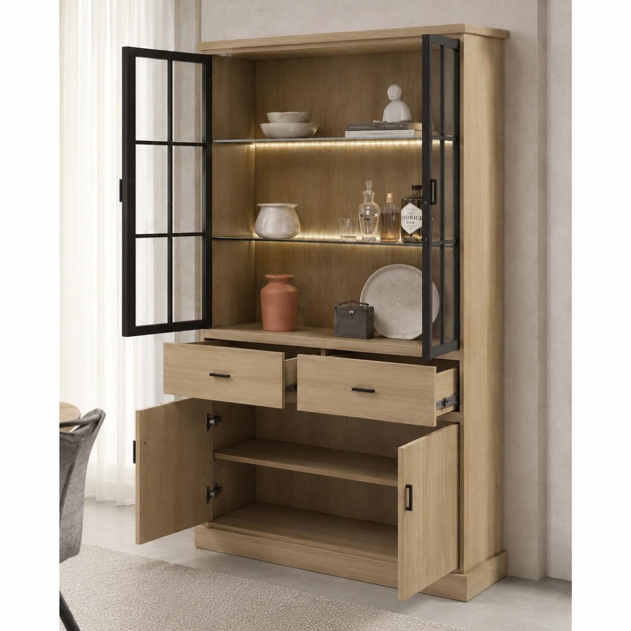 Voir la diapositive 4 : JLC KREATION Salle à manger complète moderne en bois teodora 2