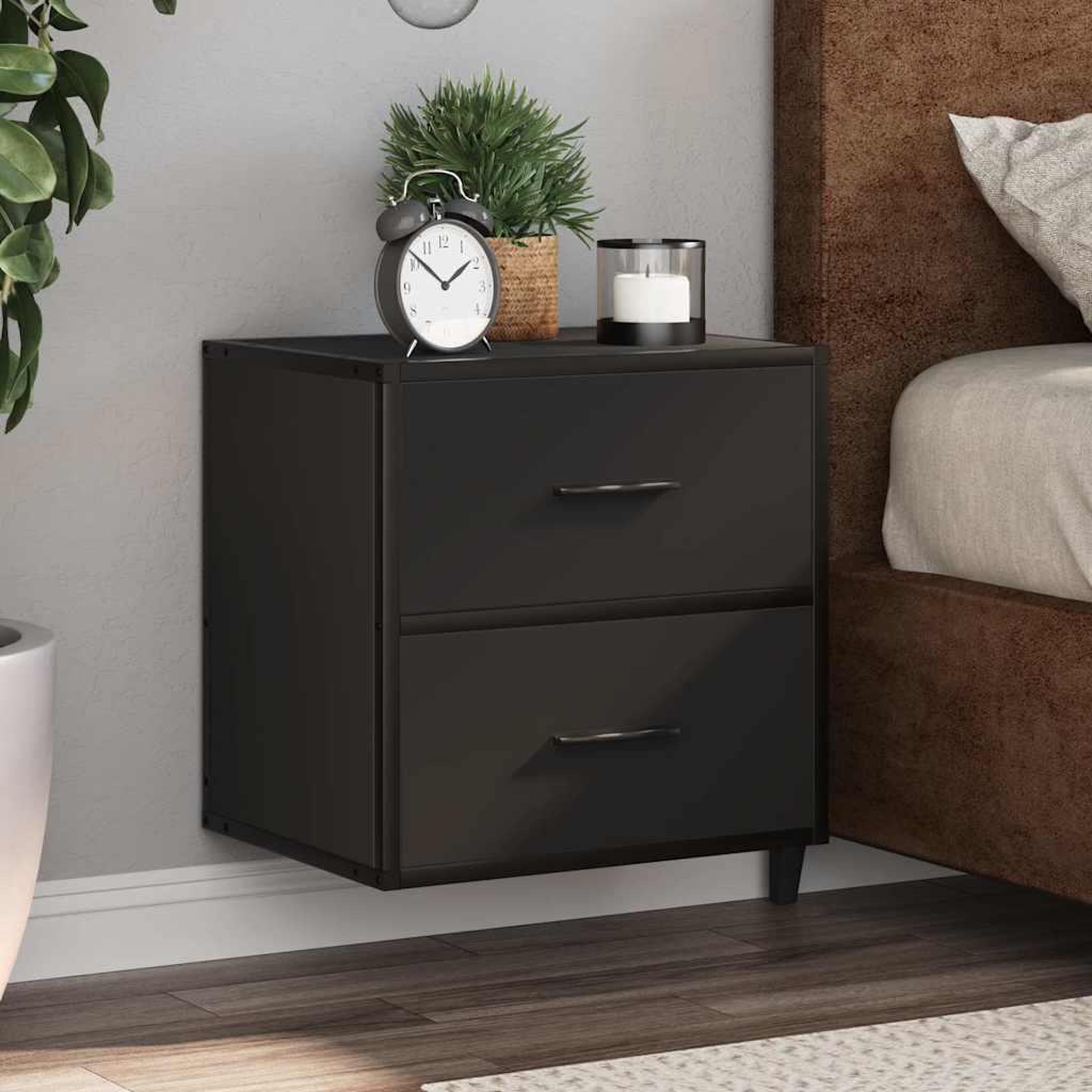 VIDAXL Table de chevet murale noir 40x31x39,5 cm
