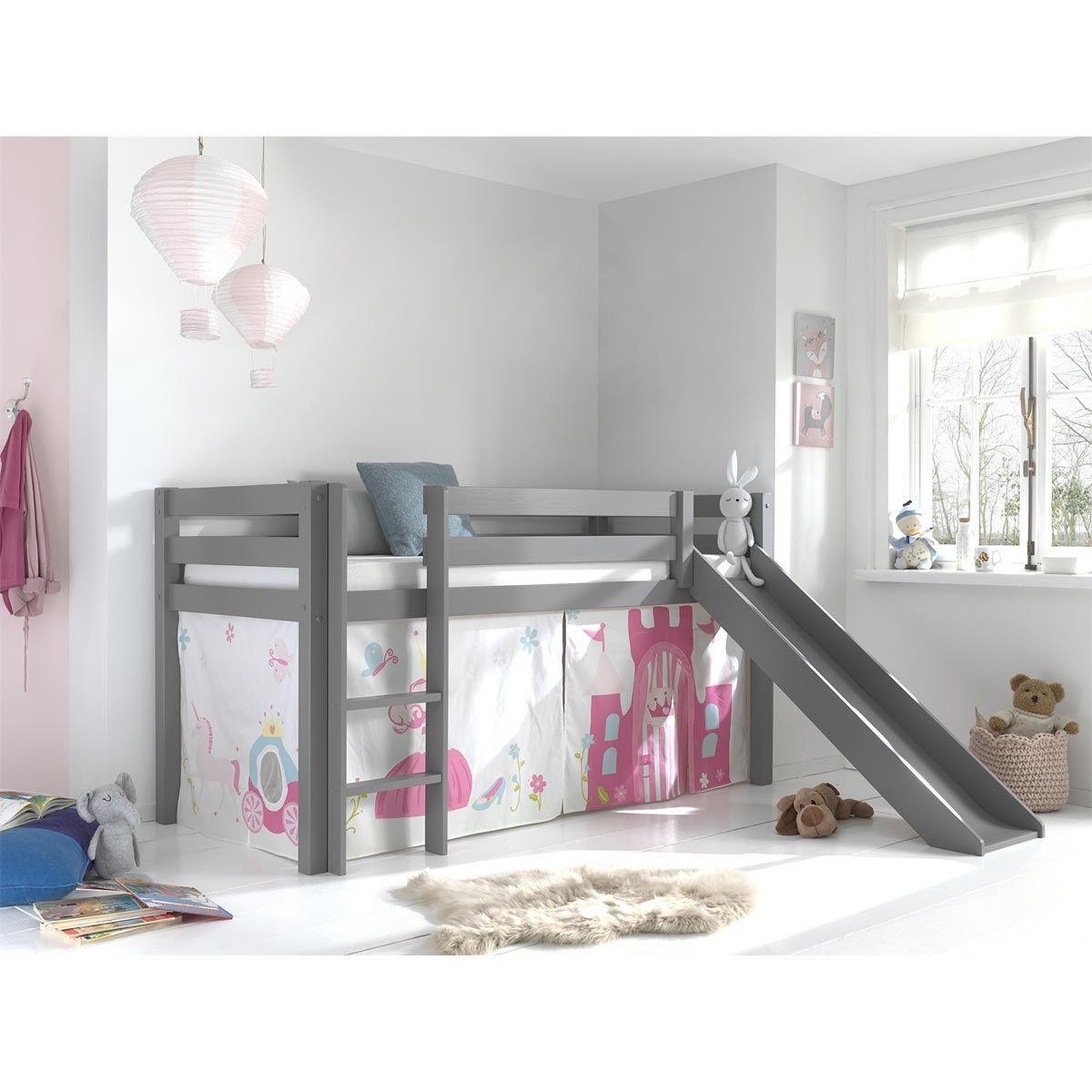 Voir la diapositive 2 : Paris Prix Pack - lit enfant toboggan & tente  pino princesse  gris