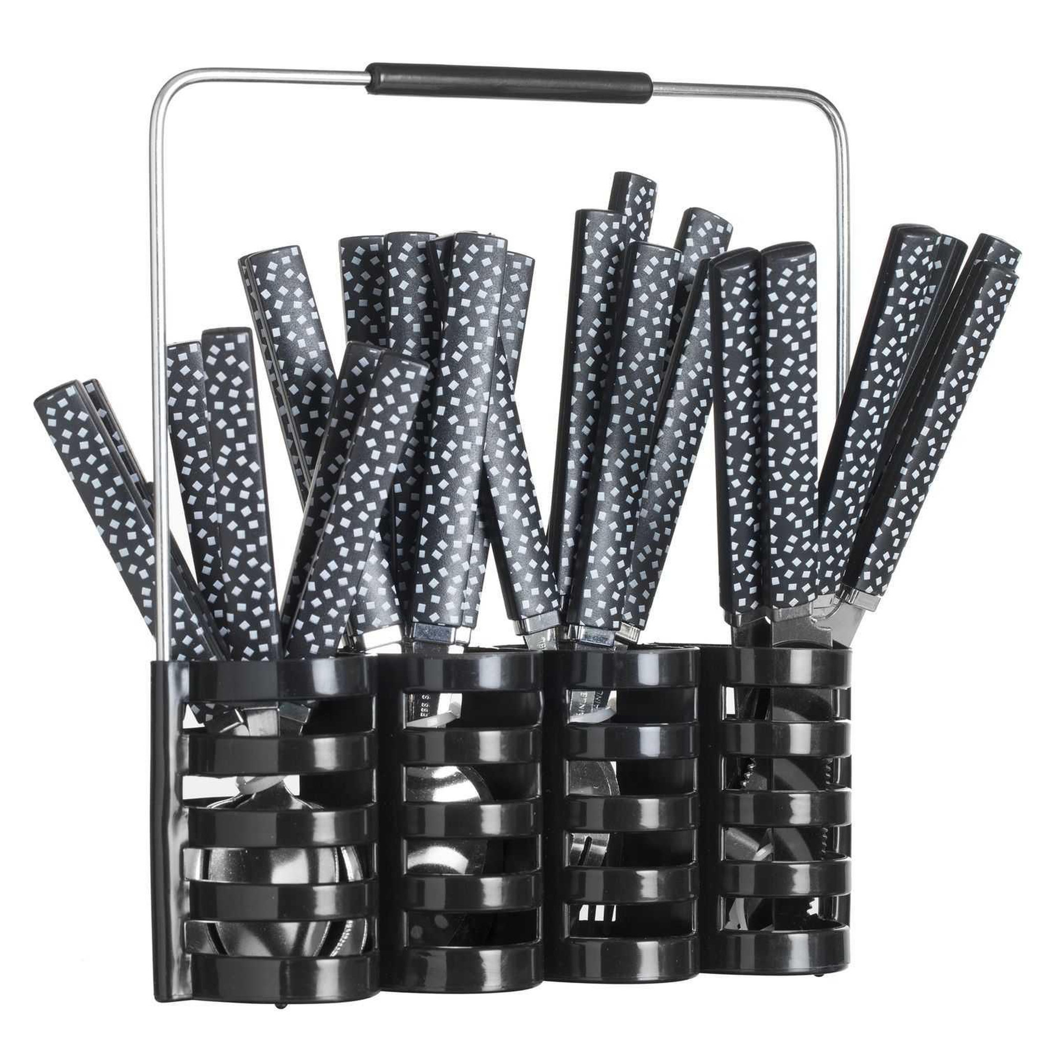 FIVE Ménagère 24 pièces avec rack - Noir