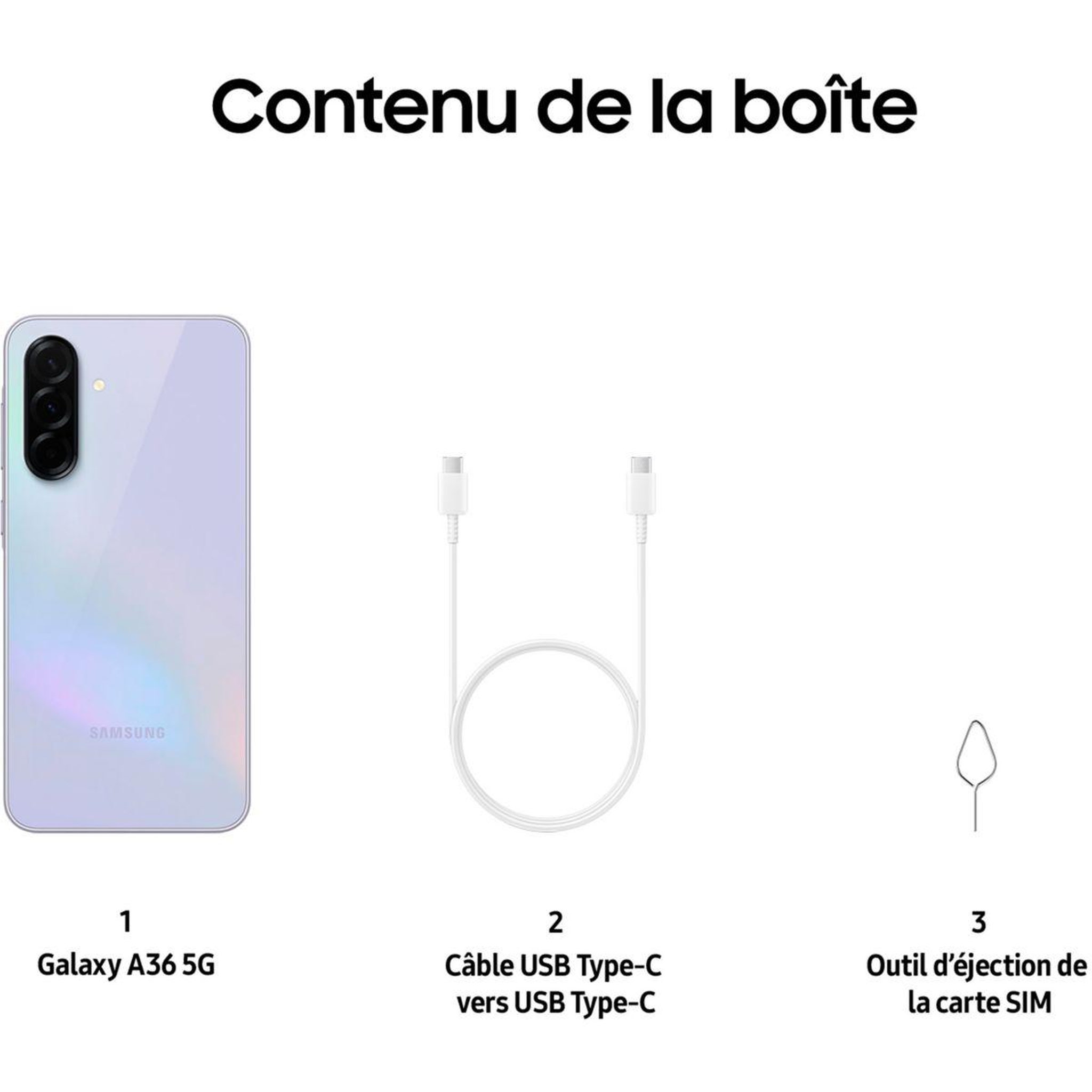 Voir la diapositive 5 : Samsung Smartphone Galaxy A36 Lavande 256Go 5G