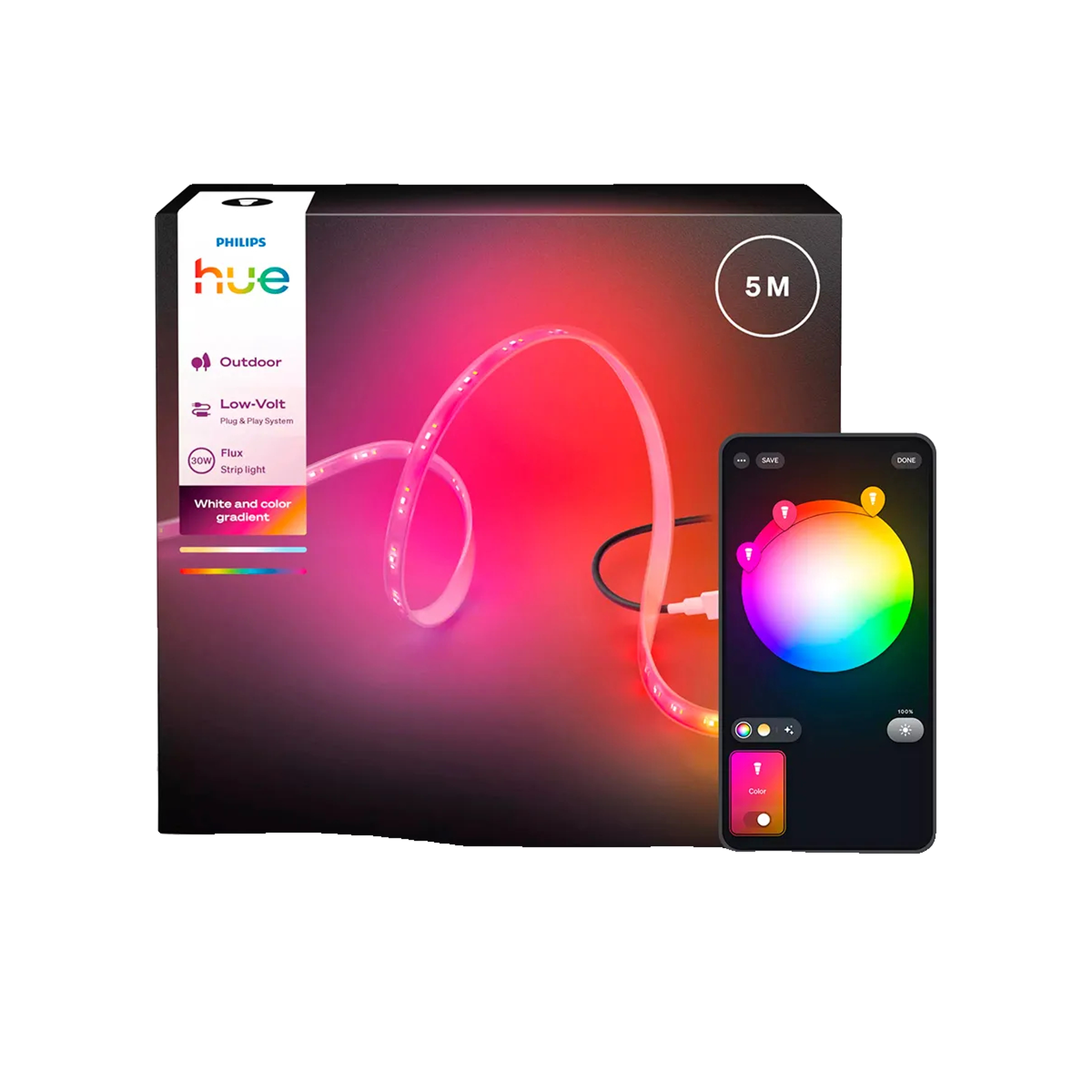 Voir la diapositive 3 : PHILIPS HUE Bandeau LED Flux Strip Light 5m Extérieur White&Colo