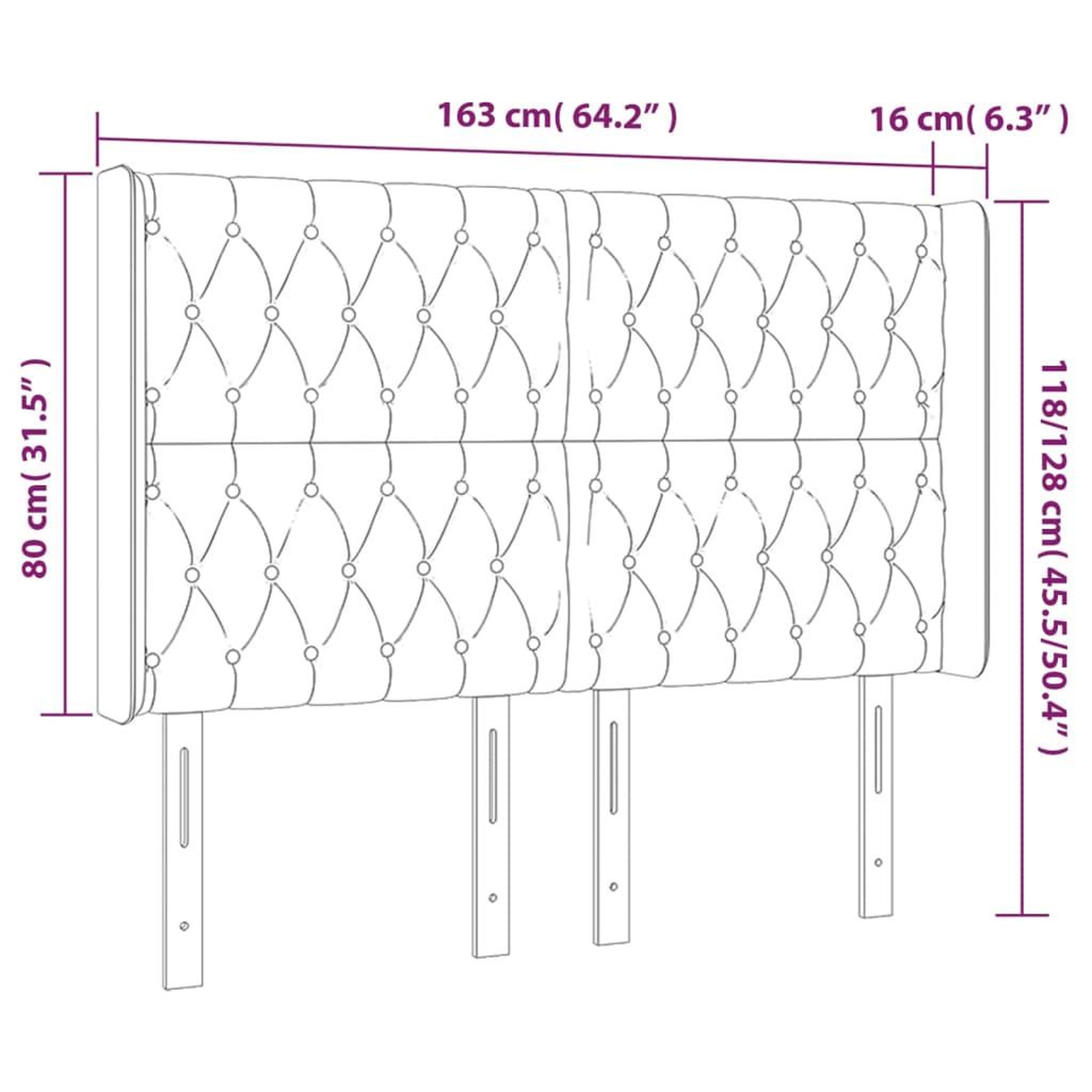 Voir la diapositive 6 : VIDAXL Tete de lit avec oreilles Creme 163x16x118/128 cm Tissu