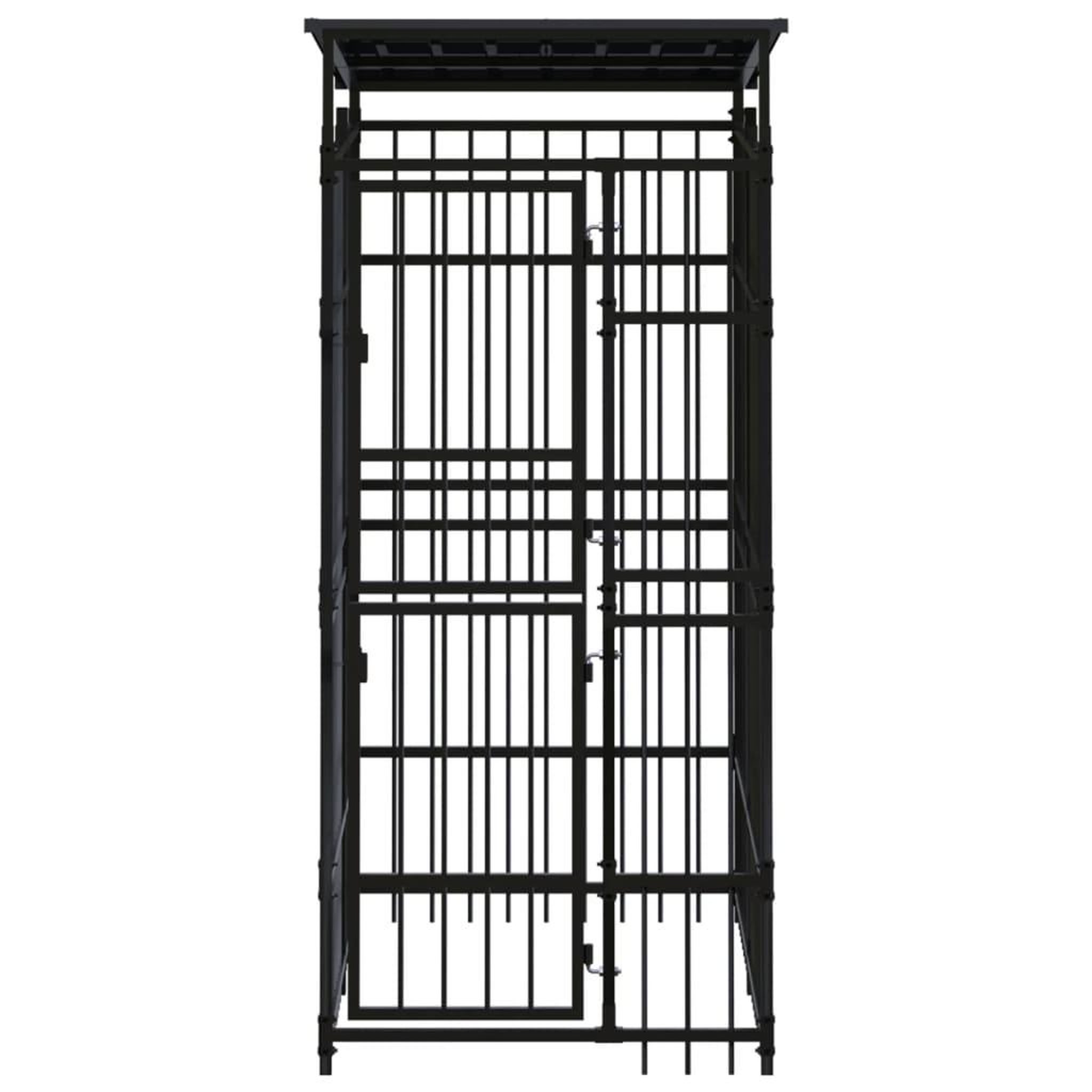 Voir la diapositive 2 : VIDAXL Chenil d'exterieur avec toit pour chiens Acier 1,84 m²