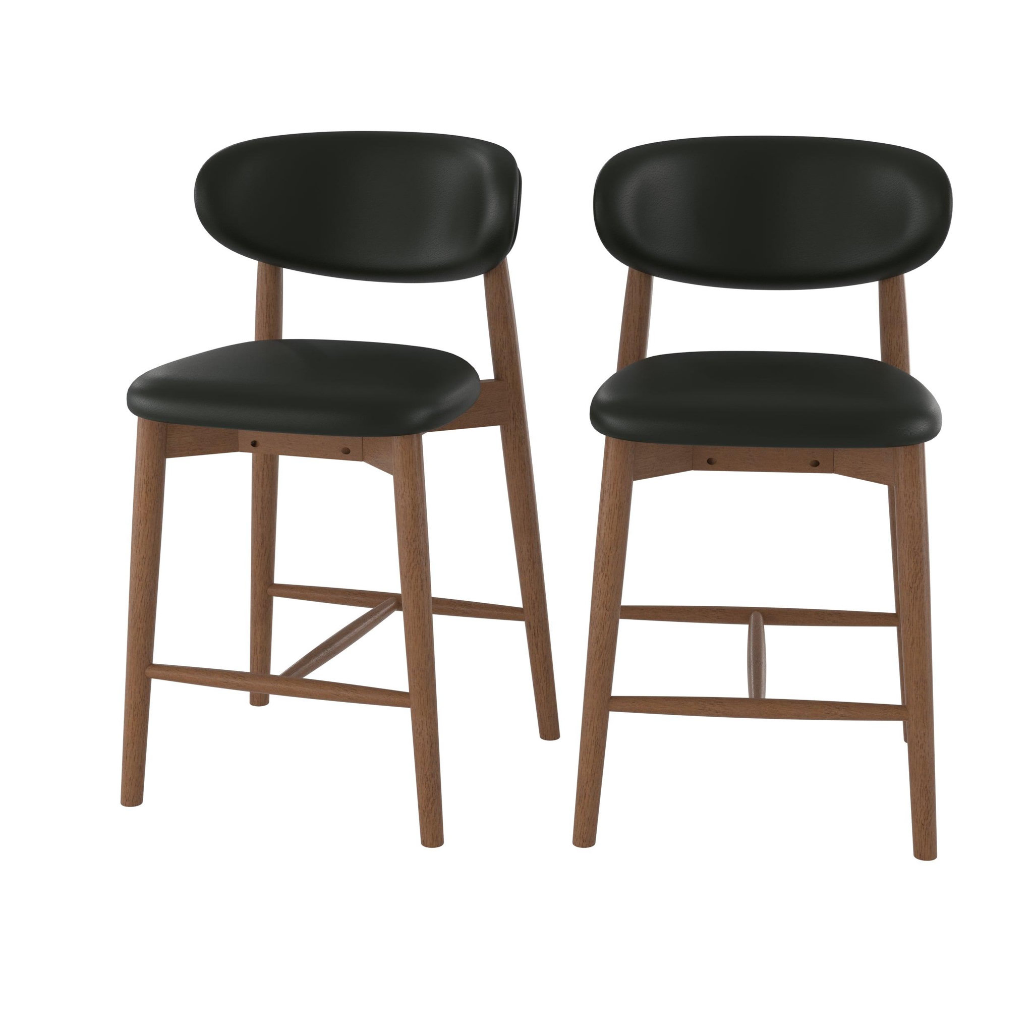 MAISON PAVANE Lot de 2 chaises pour ilot central 64,5 cm en cuir synthétique noir-yuna