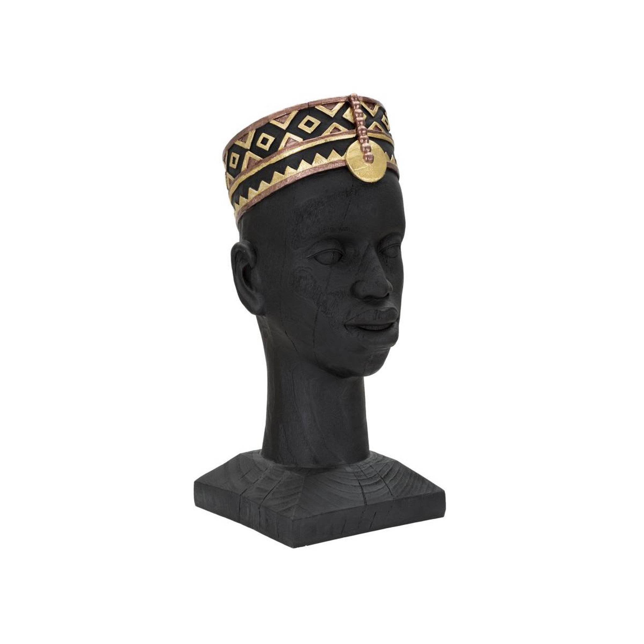 Voir la diapositive 3 : Paris Prix Statue Tête Homme Couvre-Chef  Massai  56cm Noir