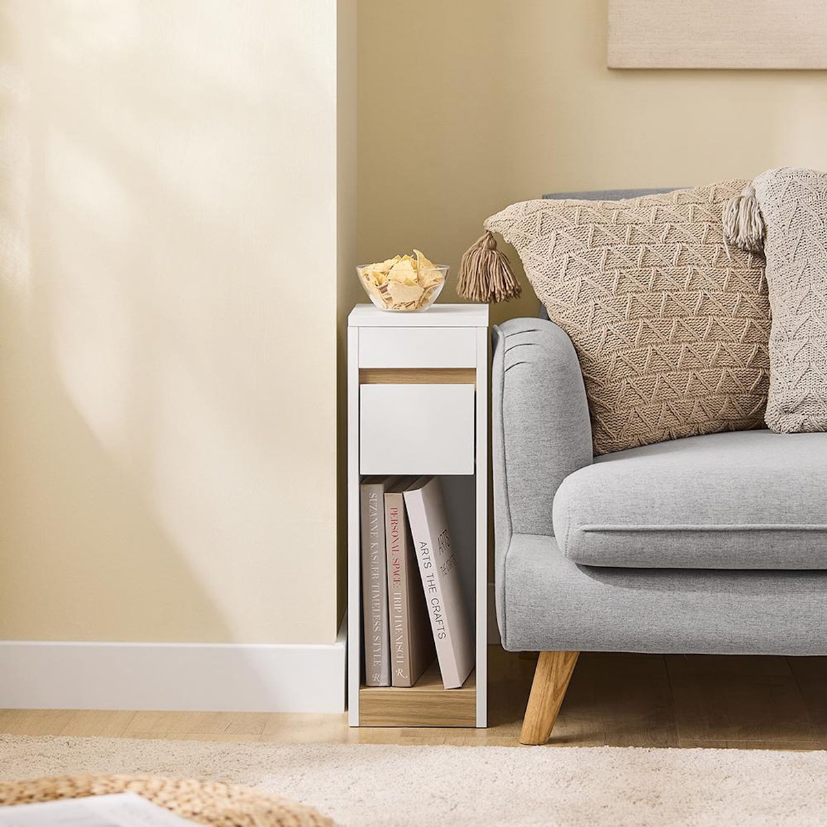 SOBUY SoBuy - Table De Chevet à un tiroir - Blanc - 35x20x60cm - Minimaliste - FBT163-NW