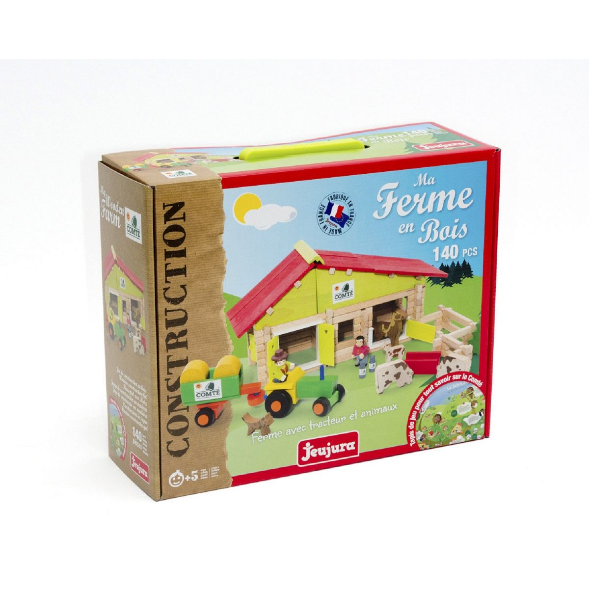 JEUJURA Ma ferme en bois avec tracteur et animaux