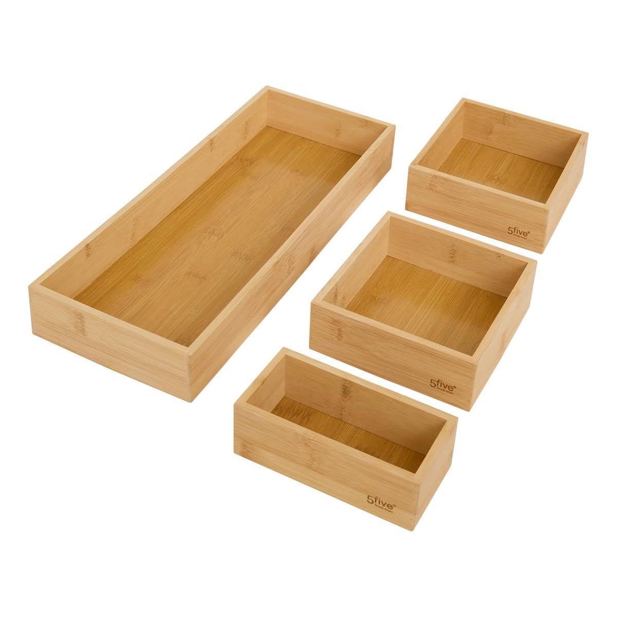 Voir la diapositive 2 : FIVE Lot de 4 organiseurs de tiroir  bambou  38cm naturel