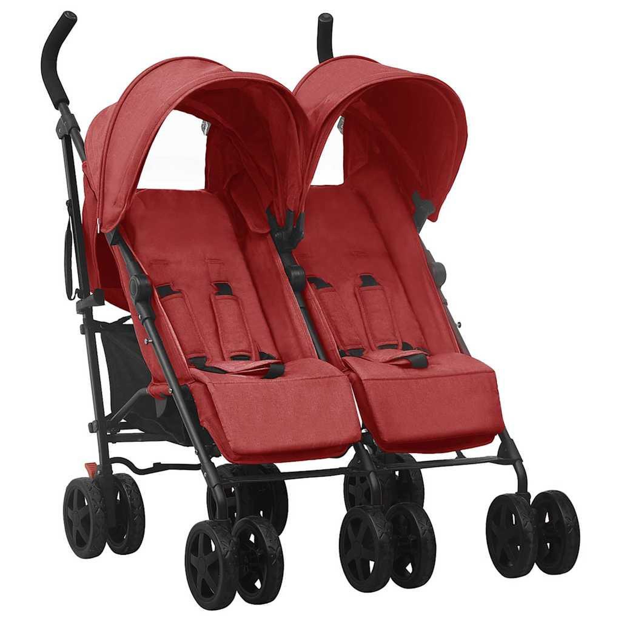 VIDAXL Poussette a deux places Rouge Acier