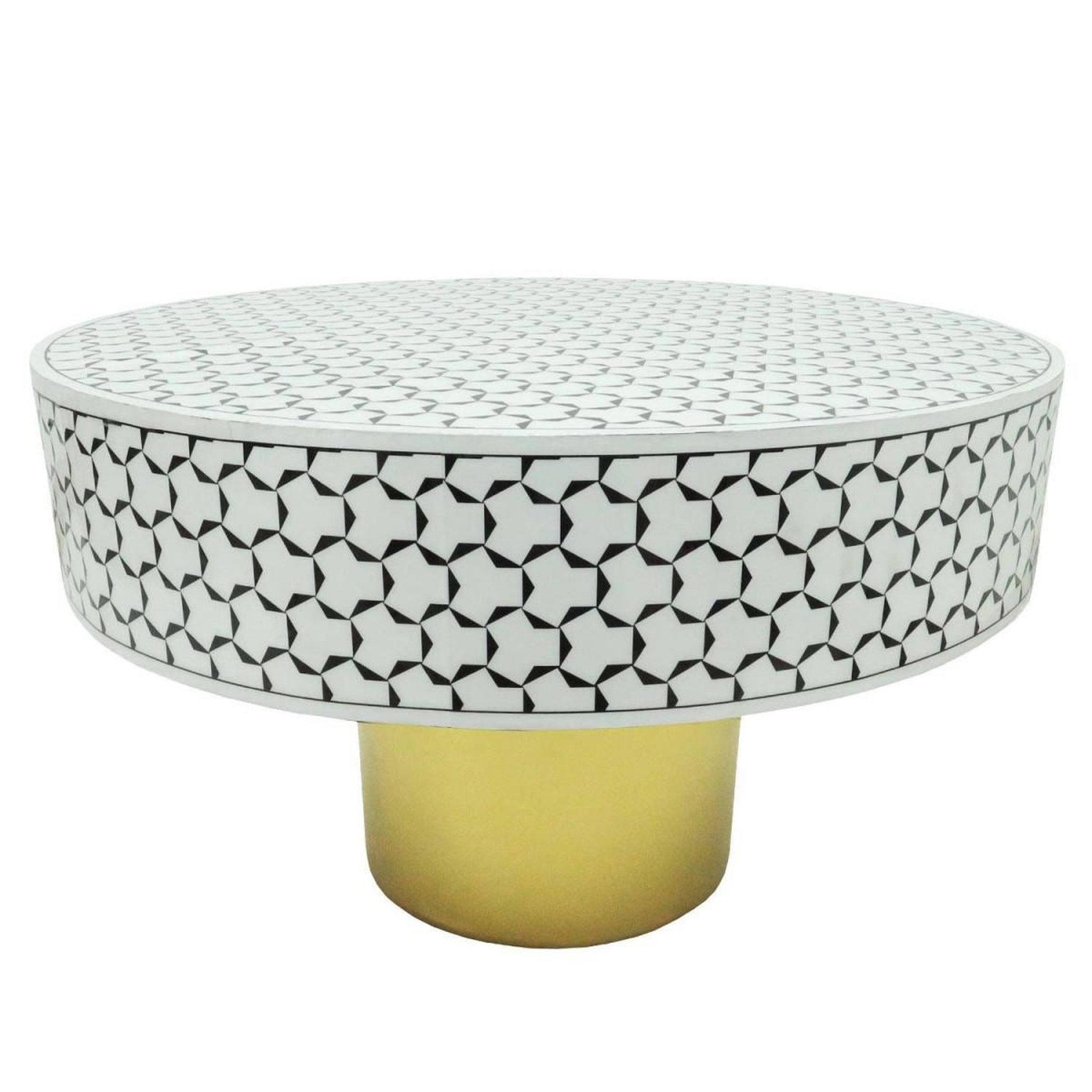 Voir la diapositive 3 : Paris Prix Table Basse Ronde  Géométrique  71cm Noir & Blanc