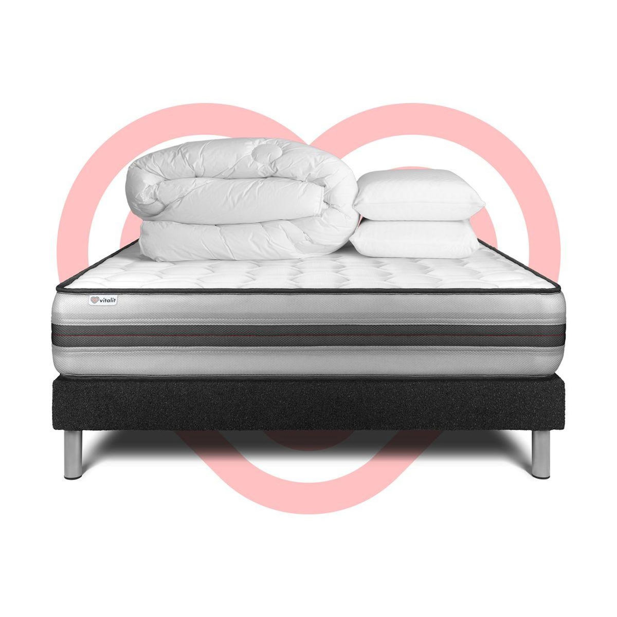 VITALIT Pack prêt à dormir VITALPOWER RECOVER 200 x 200 cm sommier Kit noir