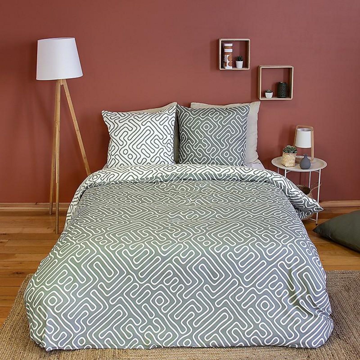 Home collection Parure de couette 3 pcs 240x220 100% microfibre, parchemin