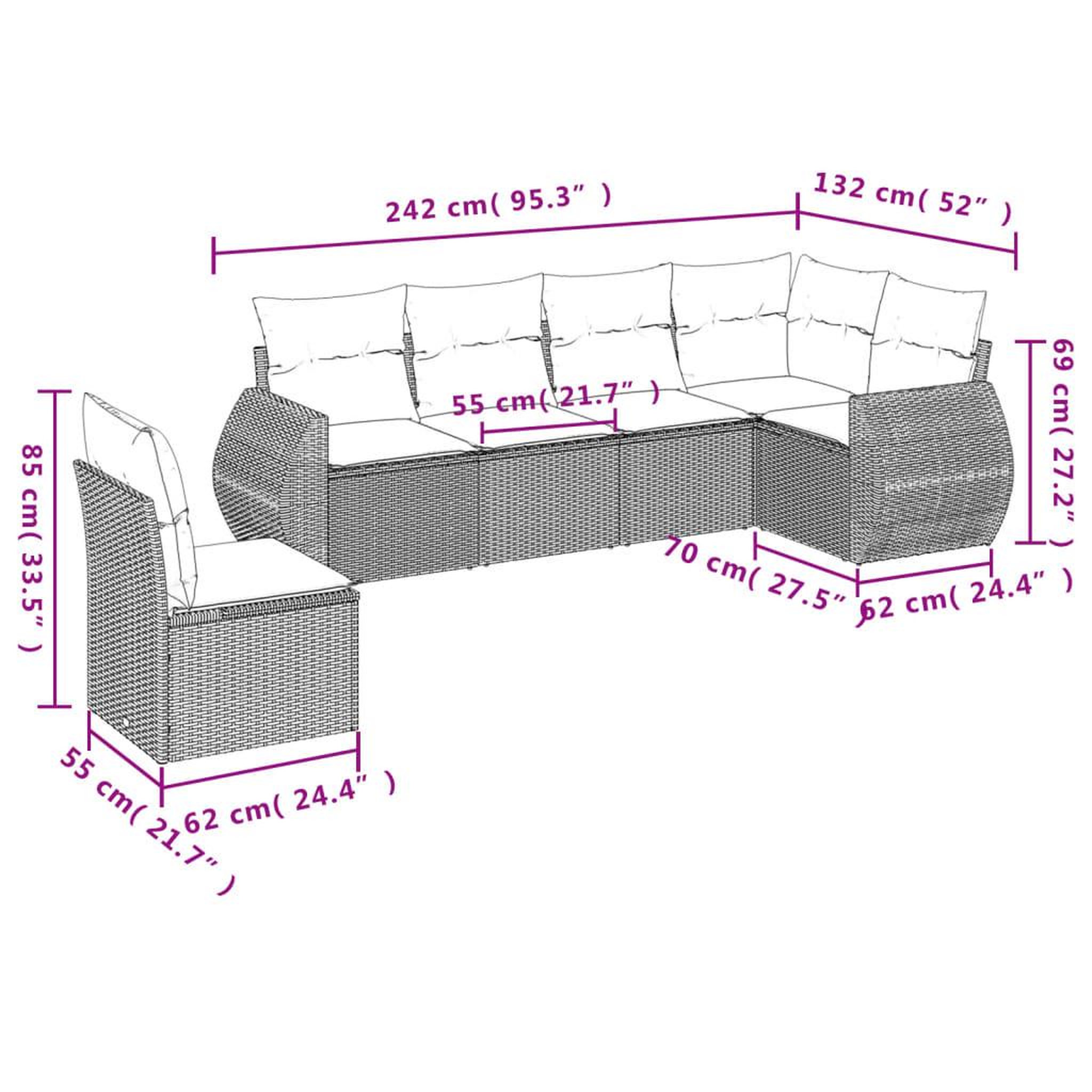 Voir la diapositive 6 : VIDAXL Salon de jardin 6 pcs avec coussins noir resine tressee