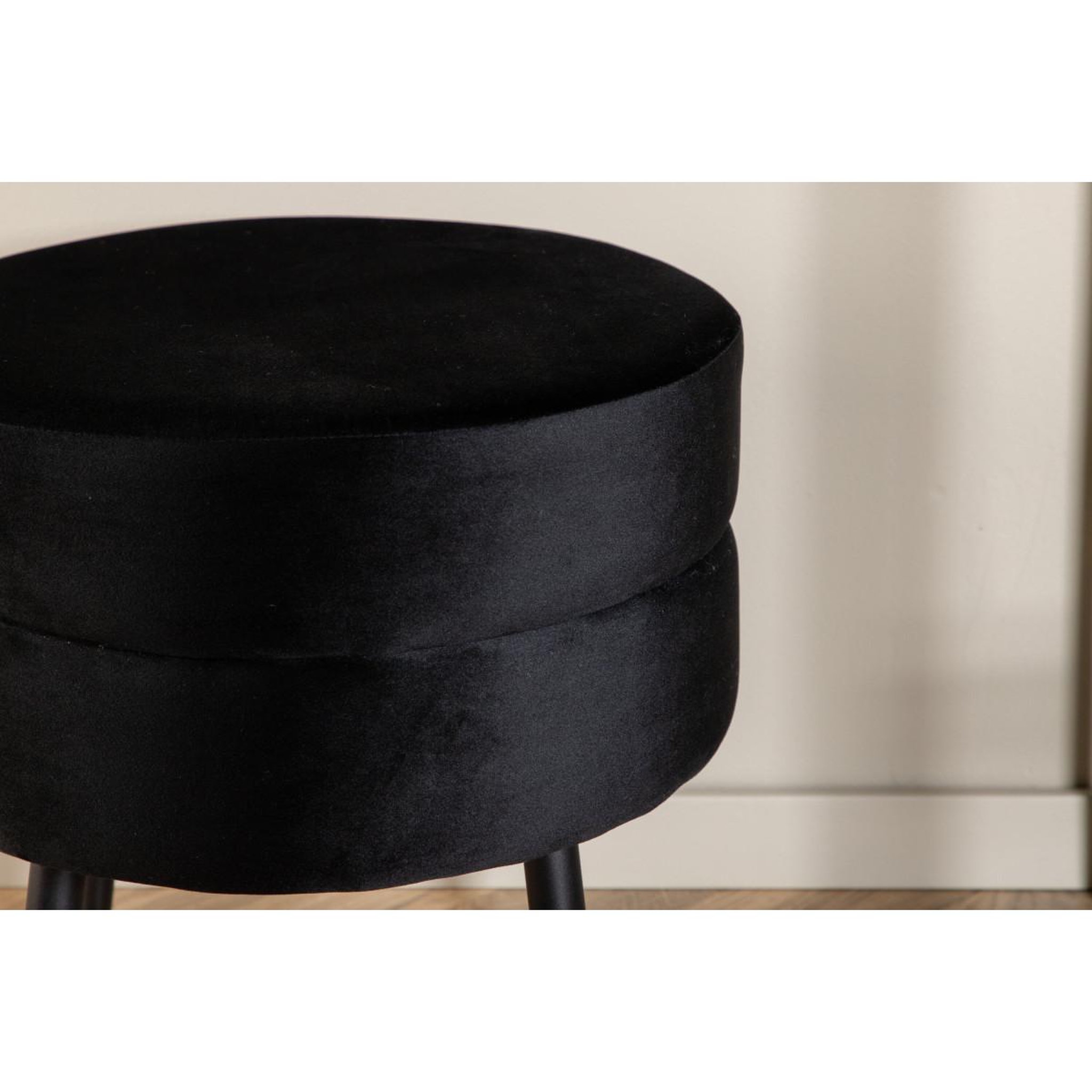 Voir la diapositive 5 : Paris Prix Pouf design en velours  pot  40cm noir