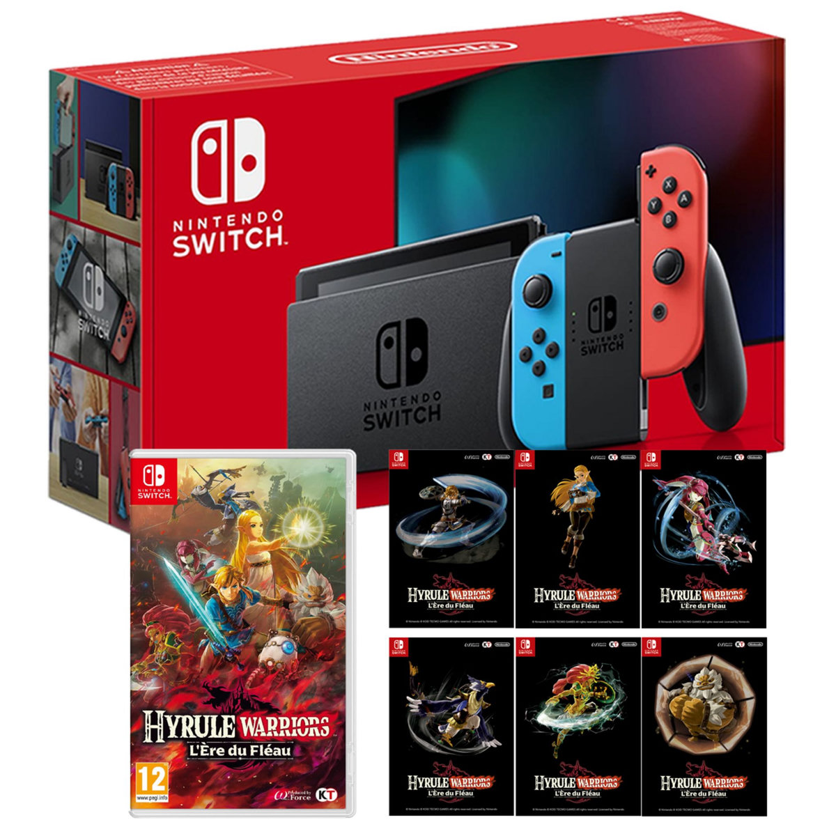 NINTENDO EXCLU WEB Console Nintendo Switch Joy-Con Bleu et Rouge + Hyrule Warriors Nintendo Switch + Set 6 cartes postales Hyrule Warriors